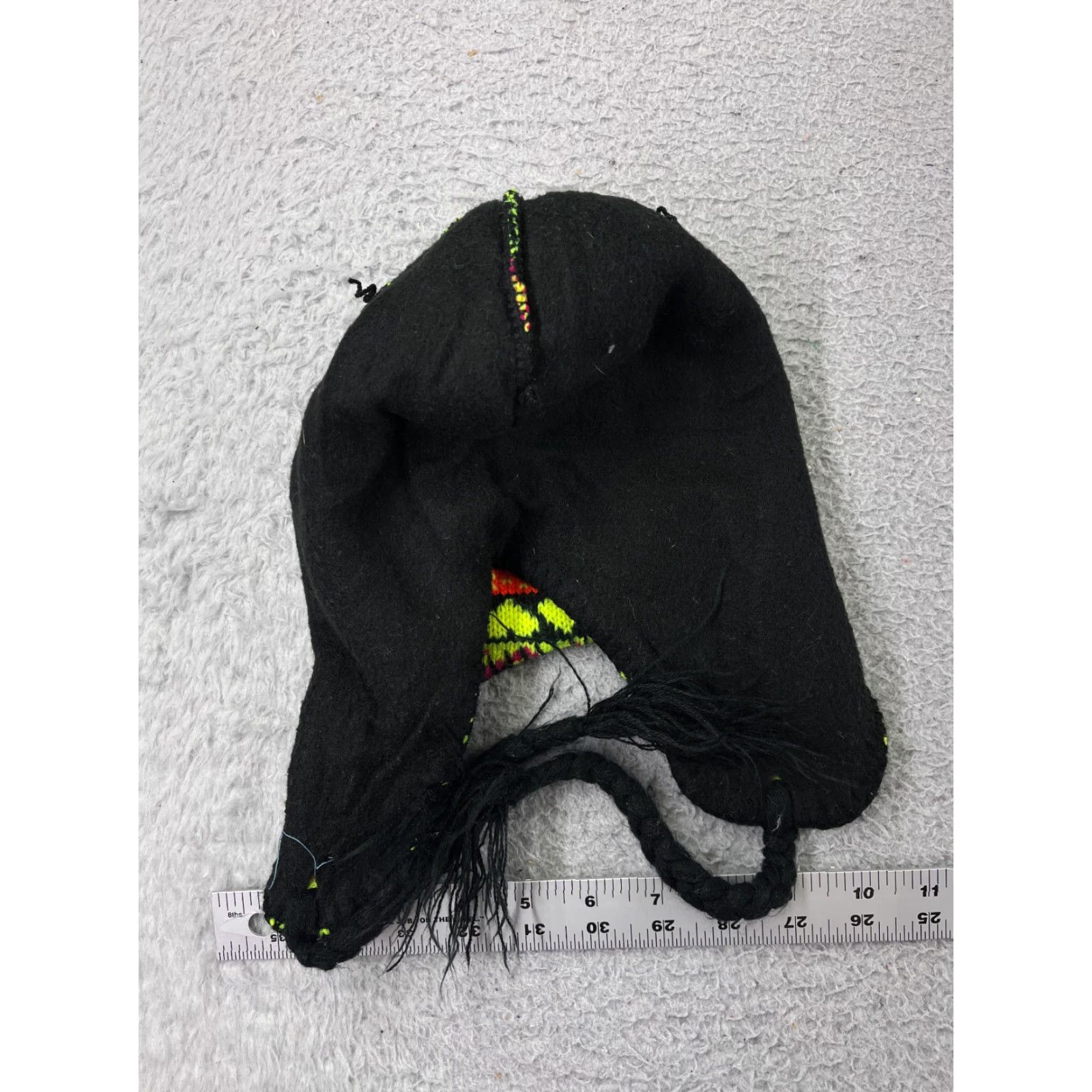Pinko Heart Beanie Toque One Size Adult Yellow Pink Stripe Ear Flaps Acrylic Pom - Unbranded Beanie Hat Knit Size ONE SIZE - 5 Thumbnail