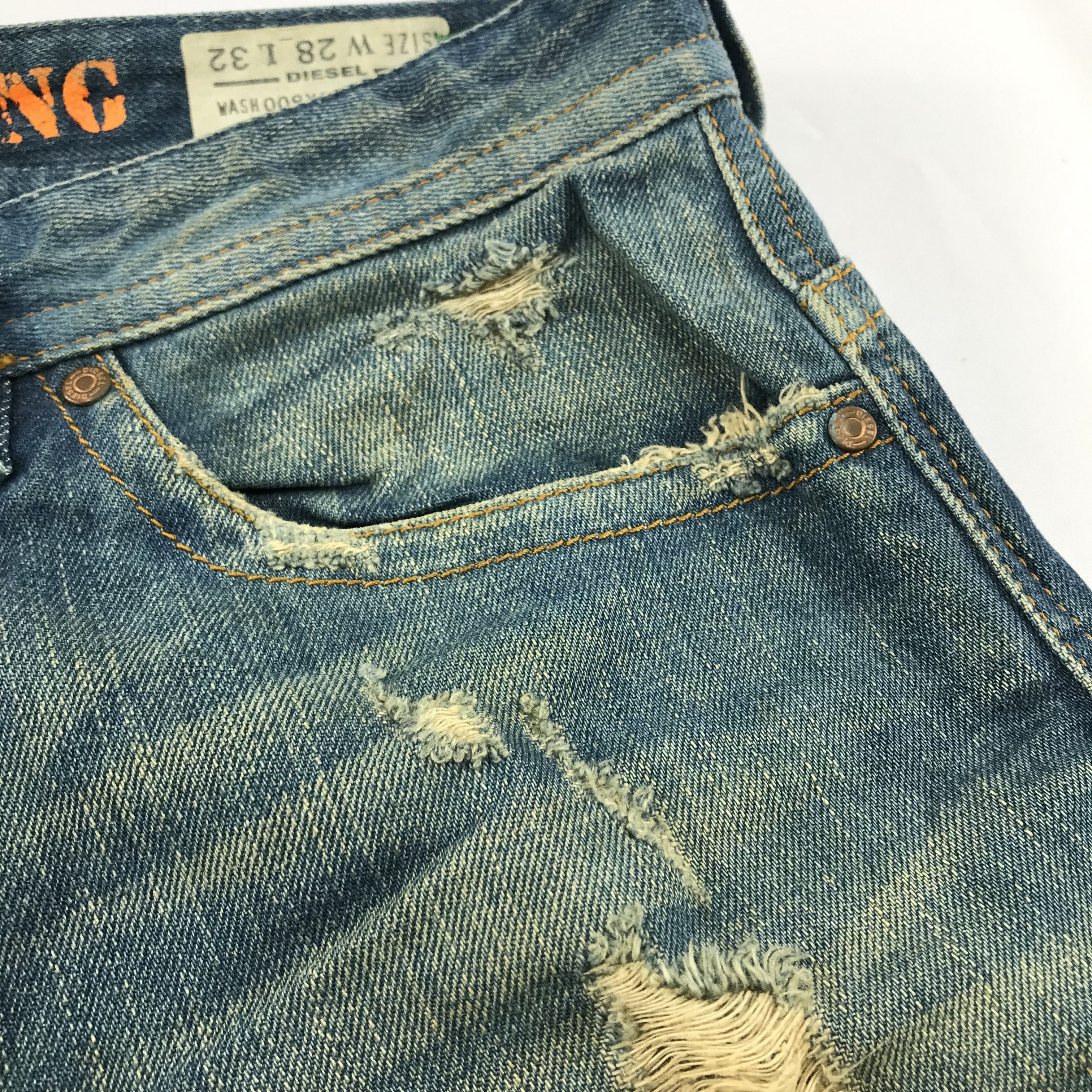 Diesel Diesel Thavar Slim Skinny Jeans Blue Distress Denim KJ3459 Size US 28 / EU 44 - 15 Thumbnail