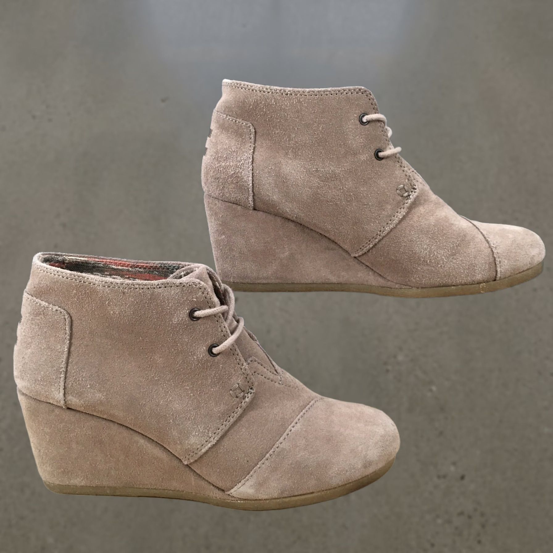 Toms TOMS Boots Womens 9 Casual Desert Wedge Ankle Bootie Brown Suede Leather Lace Up Size US 9 / IT 39 - 1 Thumbnail
