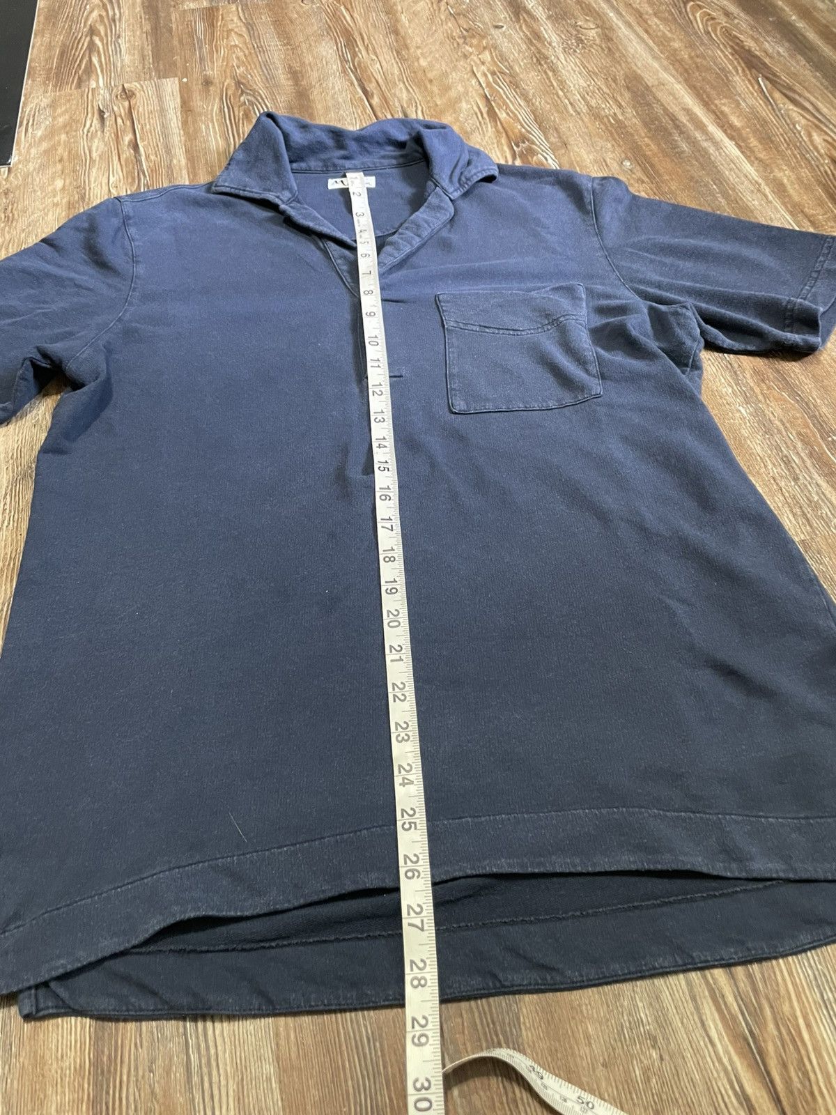 Doppiaa Aadeo Open Collar Polo Shirt Navy Blue Garment Dyed Washed Size US M / EU 48-50 / 2 - 8 Thumbnail