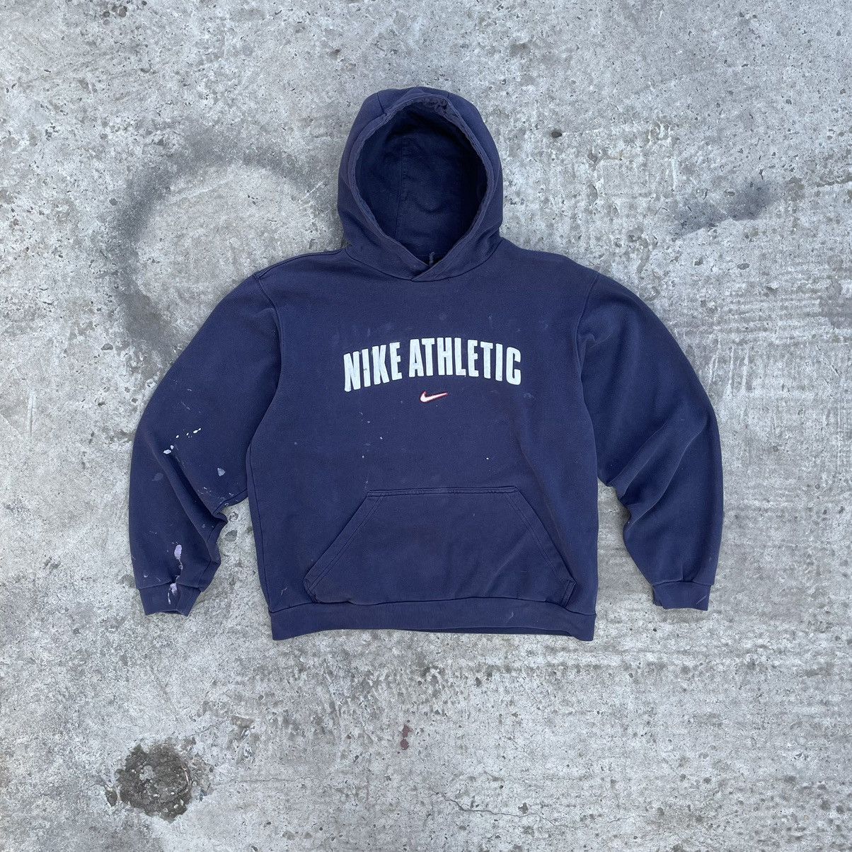 Nike × Vintage Vintage Hoodie Nike Athletic Centre Logo 90s USA Trashed Y2K Size US M / EU 48-50 / 2 - 1 Thumbnail