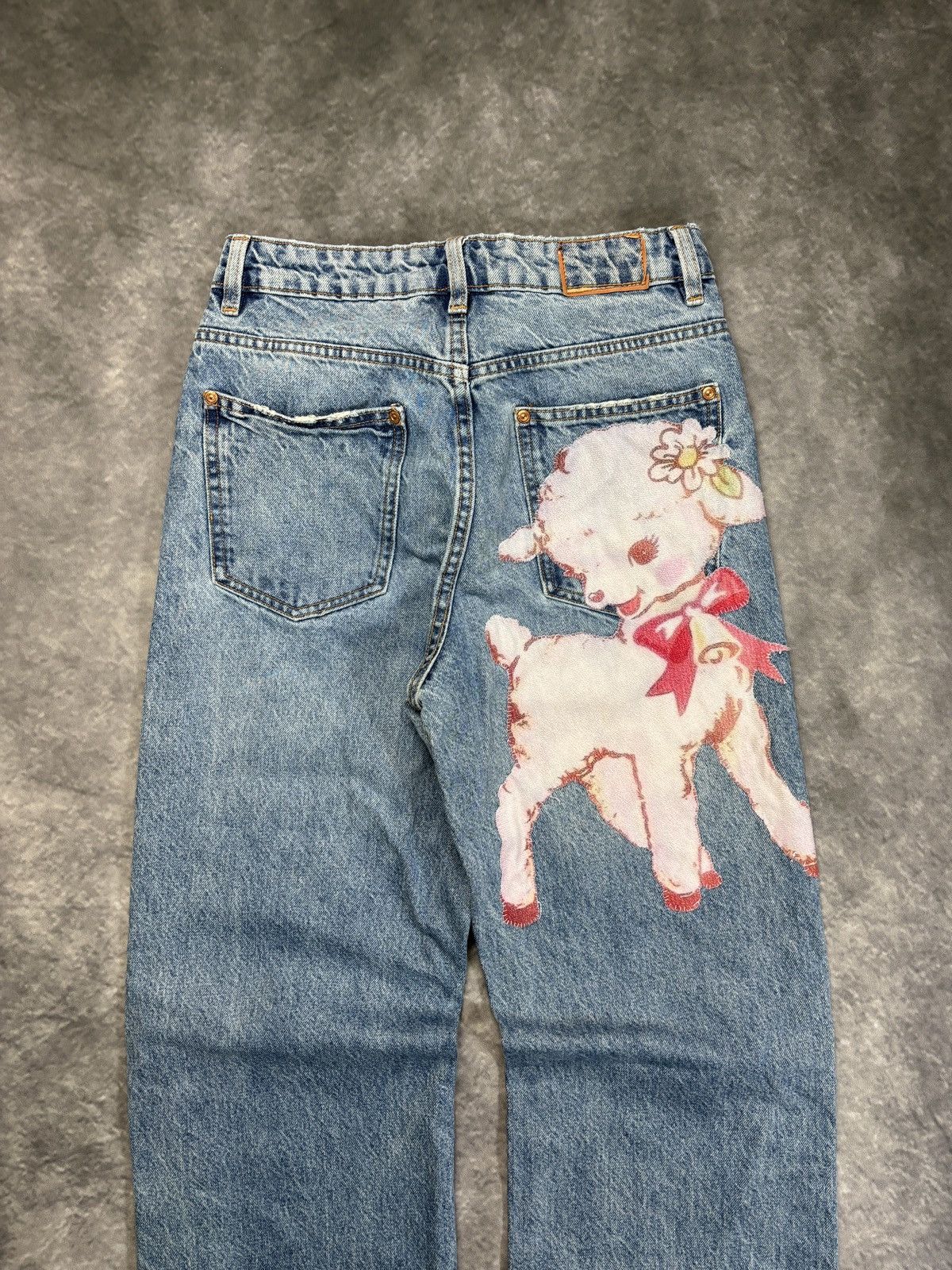 Jean × Vintage Custom Patchwork Denim Jeans Vintage Lamb Cute Y2K Patch 30 Size 26" / US 2 / IT 38 - 16 Thumbnail