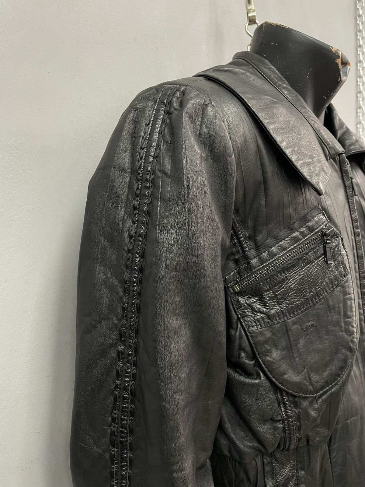 14th Addiction cropped with pockets Jacket Gothic leather Biker Avantgarde Size US S / EU 44-46 / 1 - 6 Thumbnail
