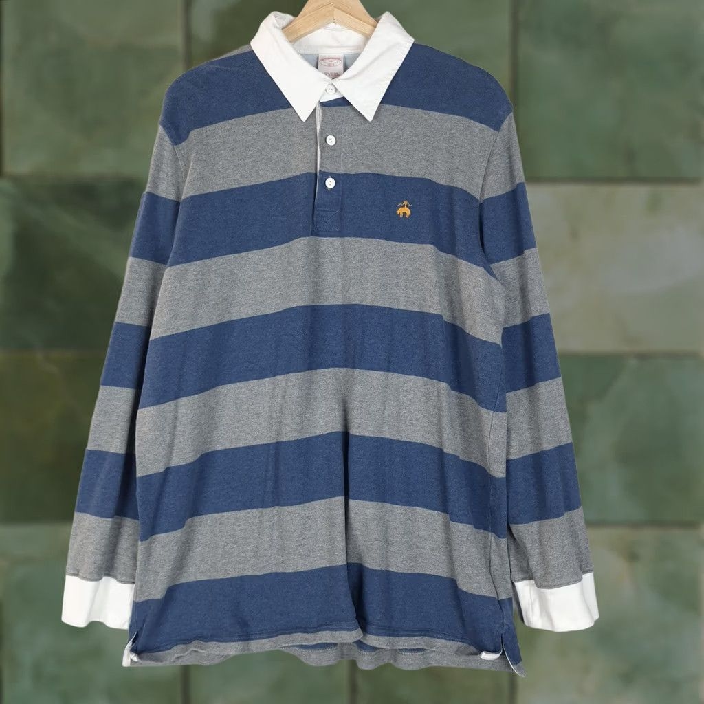 Brooks Brothers Brooks Brothers Rugby Polo Shirt Mens XL Blue Gray Stripe Long Sleeve Preppy Size US XL / EU 56 / 4 - 1 Thumbnail