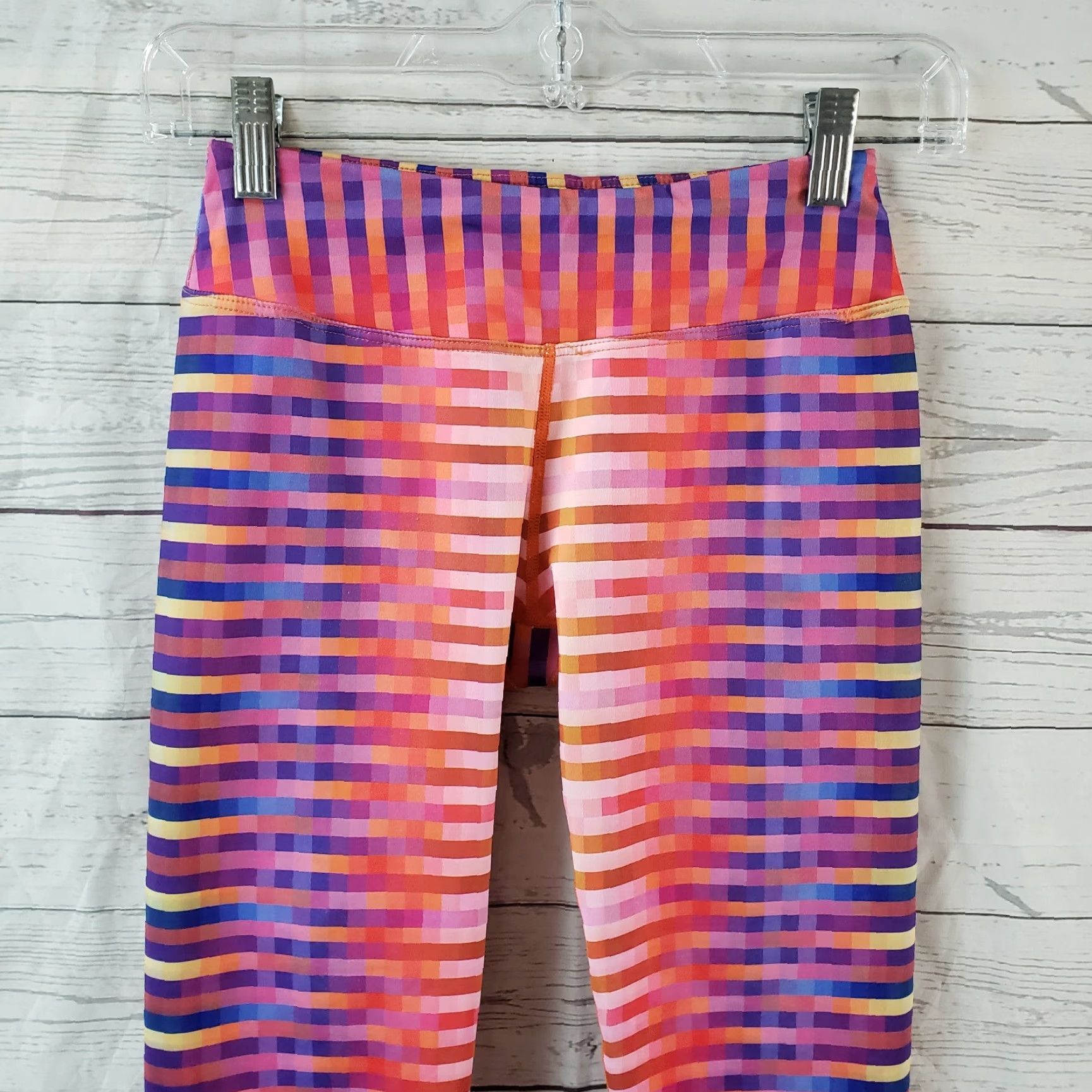 Prana prAna Womens Roxanne Capri Leggings XS Pink Blue Checkered Low Rise Capris Size 26" / US 2 / IT 38 - 2 Thumbnail
