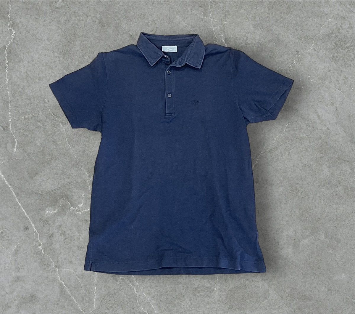 image of Dior Homme Navy Polo With Bee By Kris Van Assche 46/small, Men's