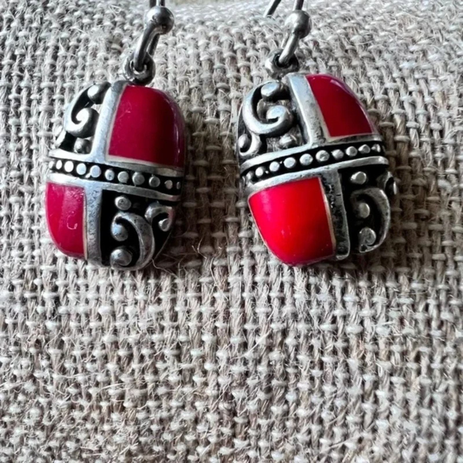 Other .925 CSX Sterling and Coral Fish Hook Earrings Dangle Drop Size ONE SIZE - 6 Thumbnail