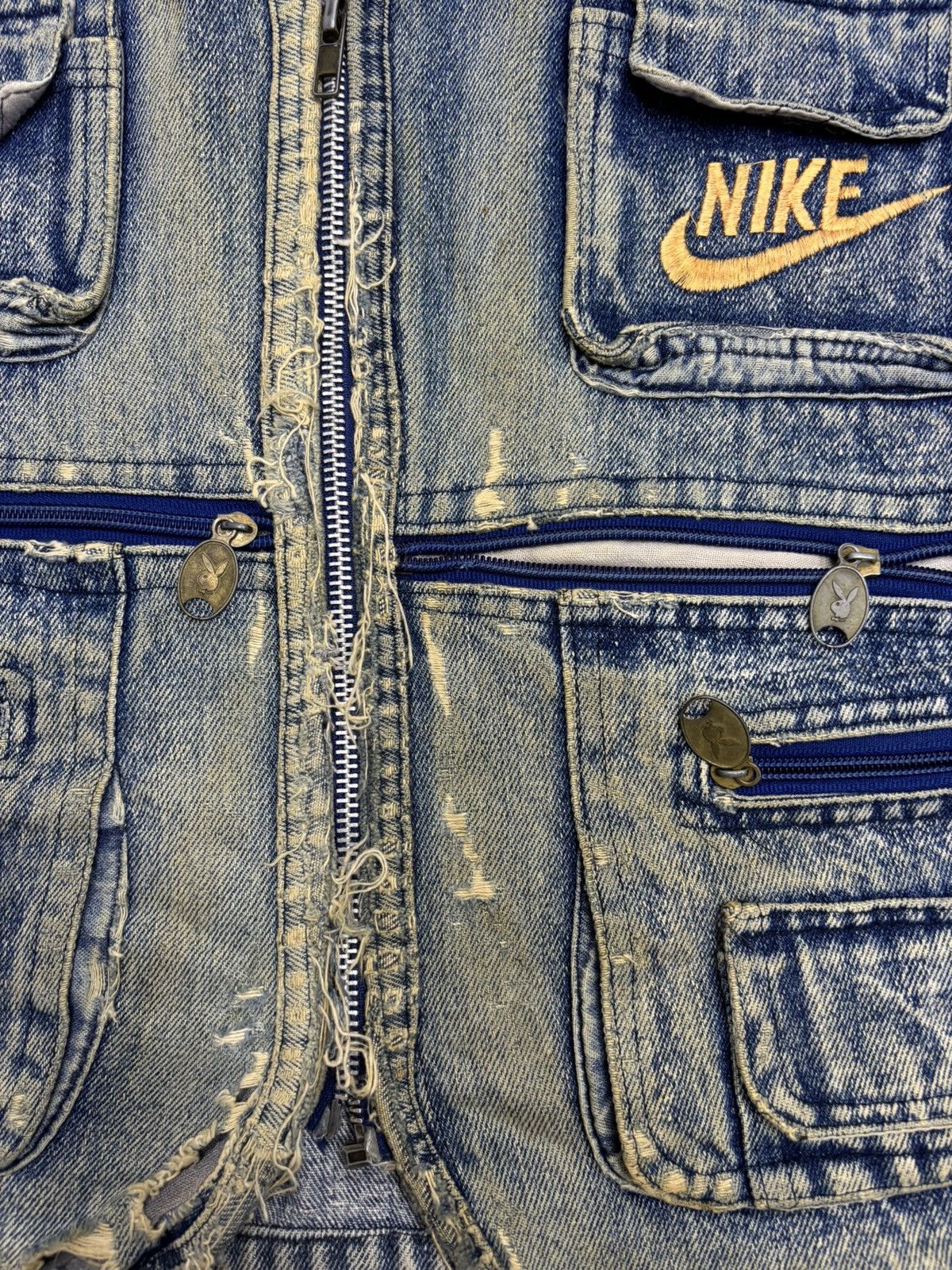 Vintage 🔥VINTAGE NIKE THRASHED DISTRESSED DENIM VEST JACKET Size US M / EU 48-50 / 2 - 9 Thumbnail