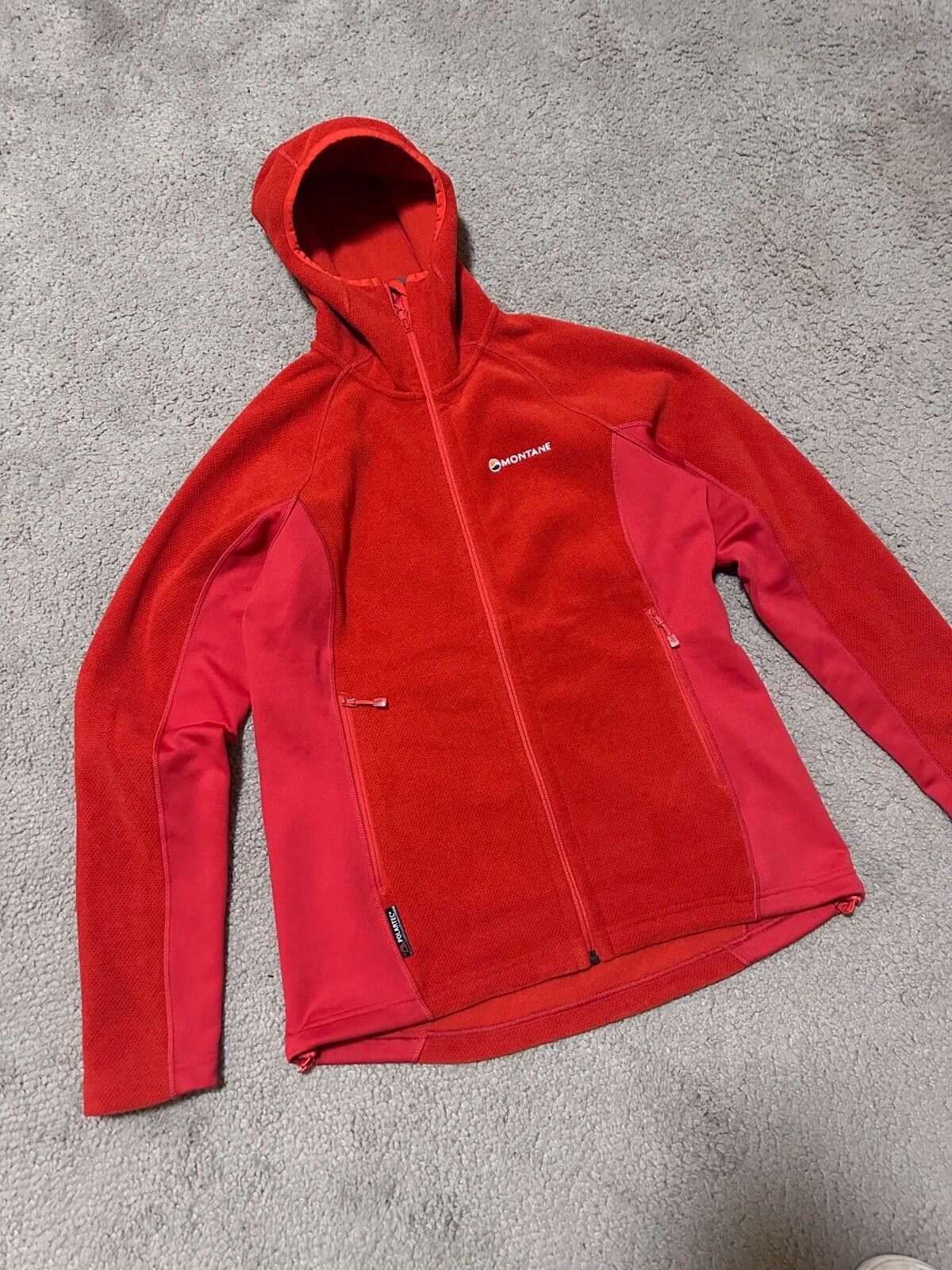 Montane Montane Red Hooded Lightweight Fleece Jacket Sz L Size L / US 10 / IT 46 - 2 Thumbnail