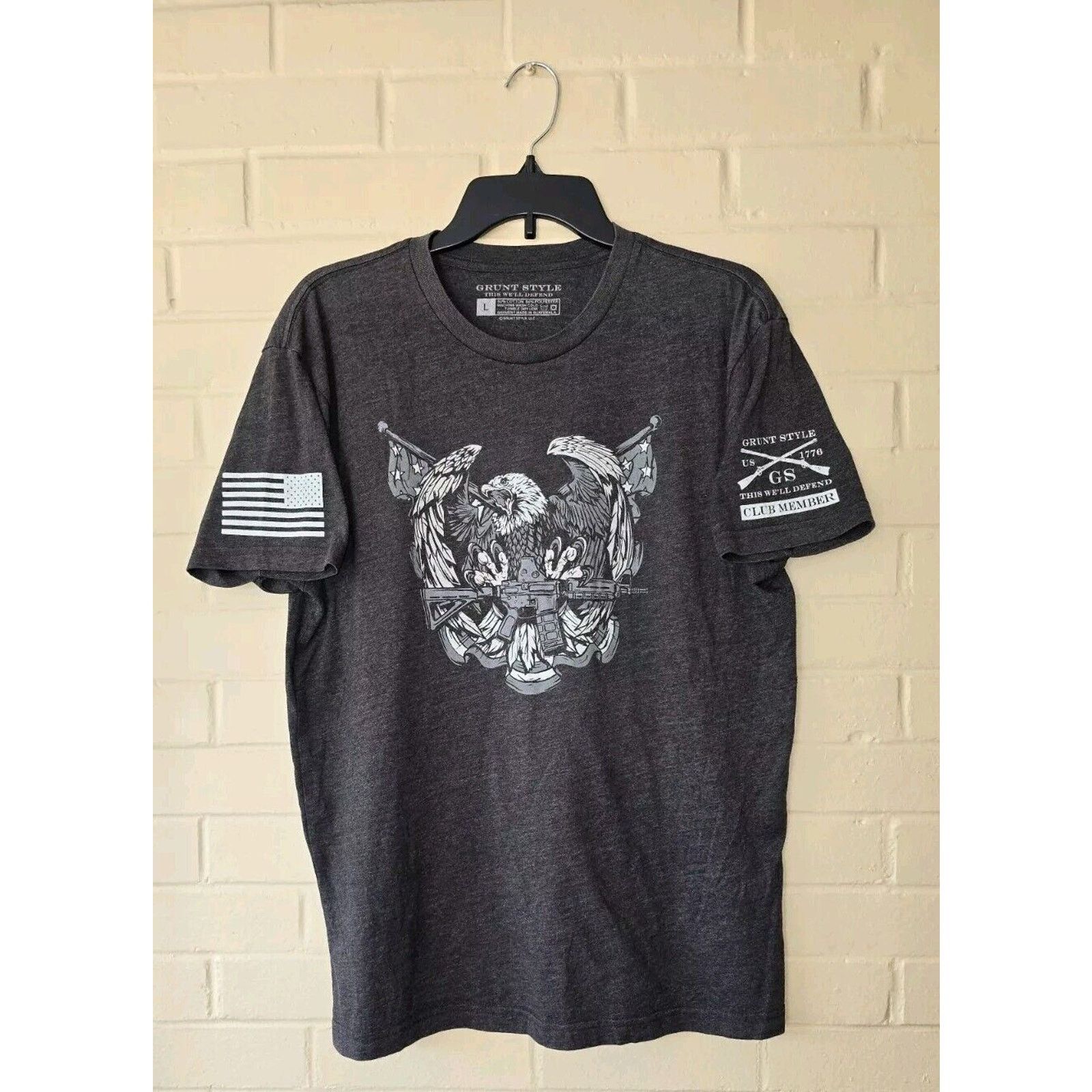 Grunt Style Grunt Style Mens Size Large T-Shirt Gray Club Member Eagle Size US L / EU 52-54 / 3 - 1 Thumbnail