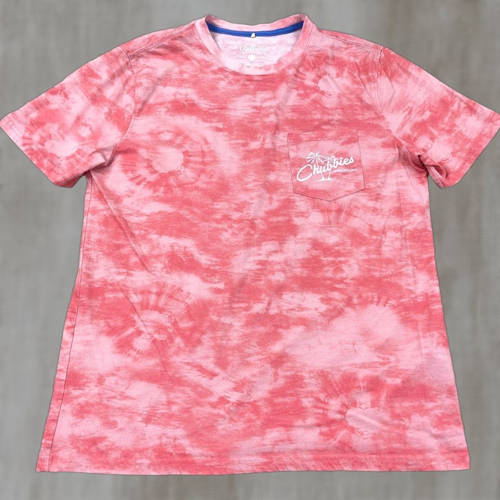 Chubbies Chubbies Shirt Men Large Pink Pocket Tee Tie Dye Cotton Regular Fit Preppy Adult Size US L / EU 52-54 / 3 - 1 Thumbnail