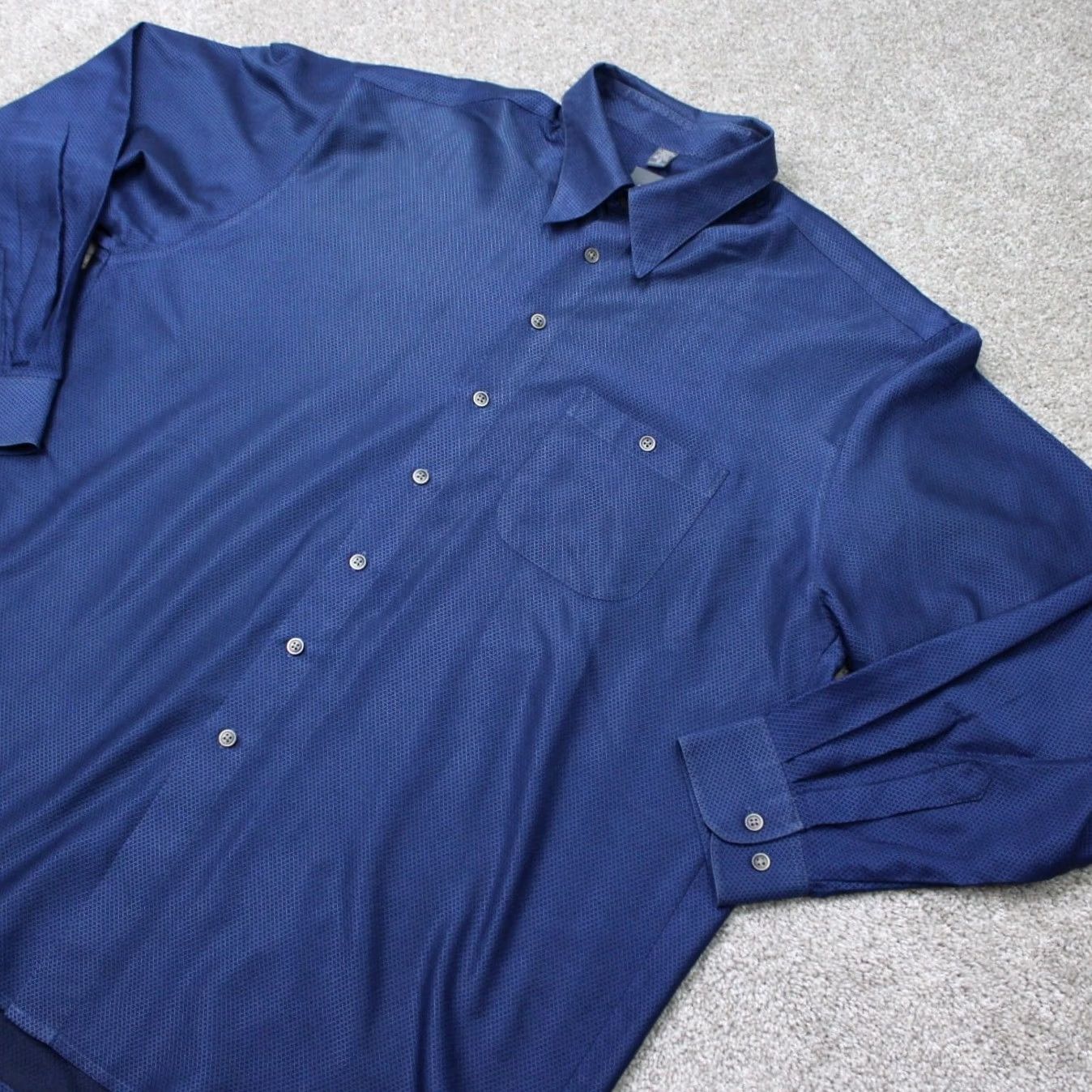 Vintage Haupt Mens 2XL Button-Up Shirt Blue Geometric Long Sleeve Cotton Lyocell Casual Modern Button-Down 18 46 XXL Regular Mens Size US XXL / EU 58 / 5 - 3 Thumbnail