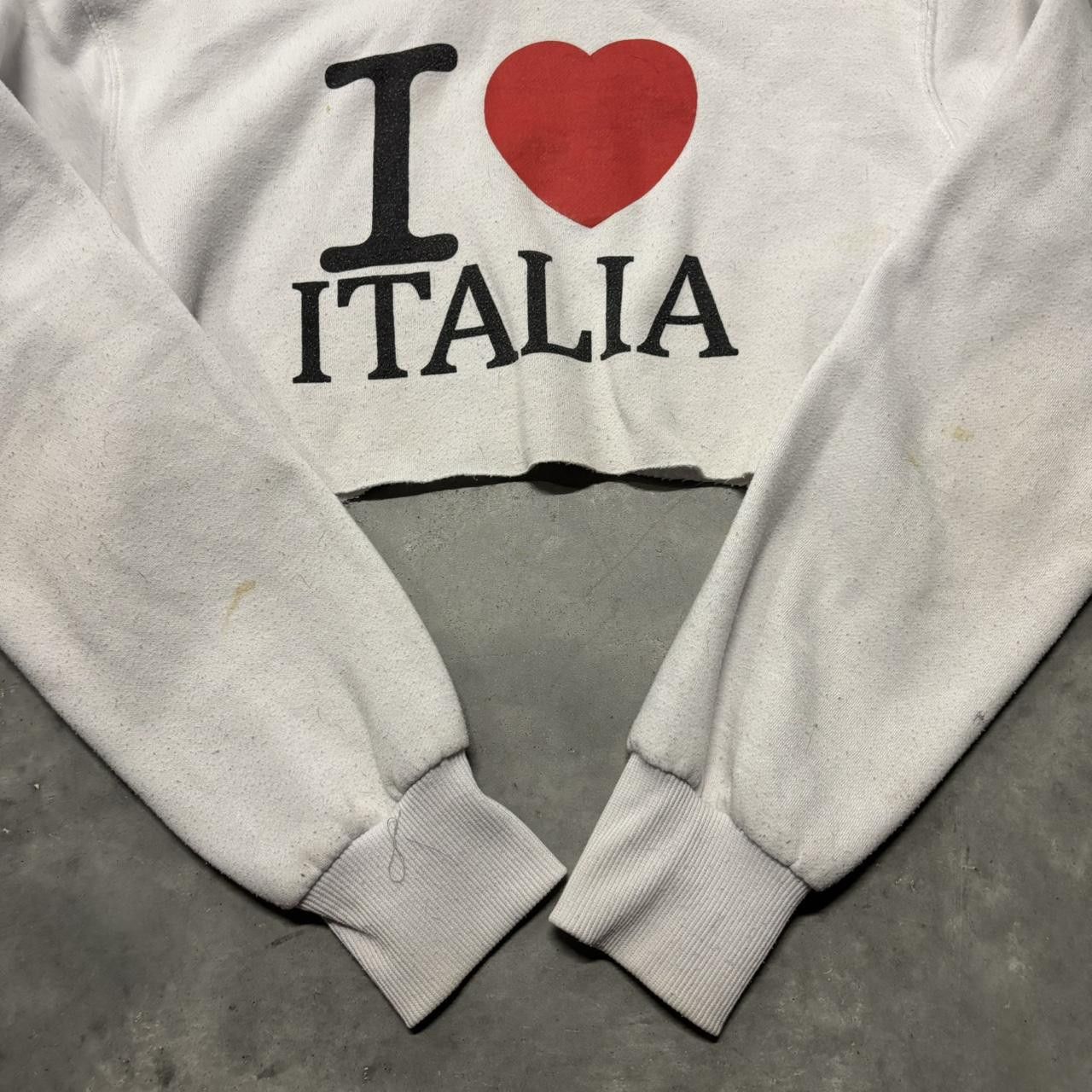 Japanese Brand × Vintage Crazy Vintage Y2K/2000s Cute White “I Love Italia” Cropped Hoodie! Size M / US 6-8 / IT 42-44 - 3 Thumbnail