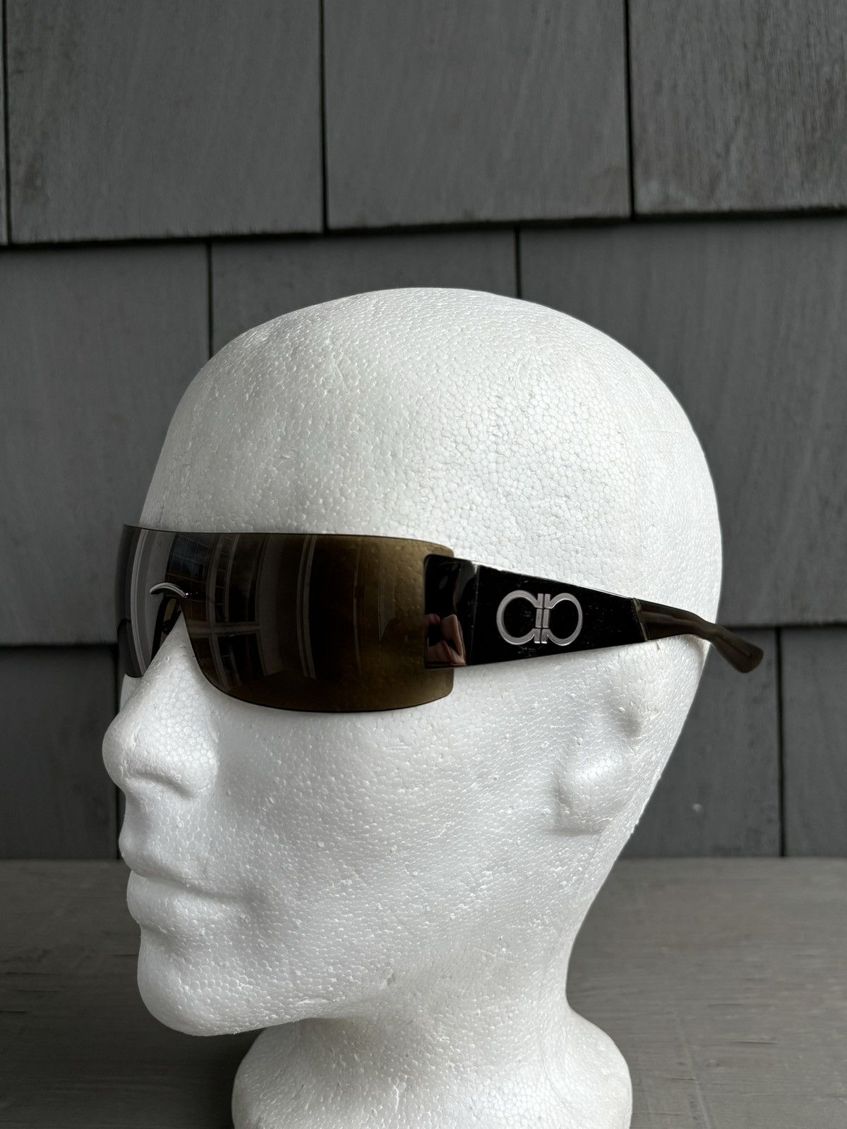 Designer × Salvatore Ferragamo × Vintage 2000s Ferragamo Sunglasses Y2K Rimless Shield Metal 1029 00s Size ONE SIZE - 4 Thumbnail