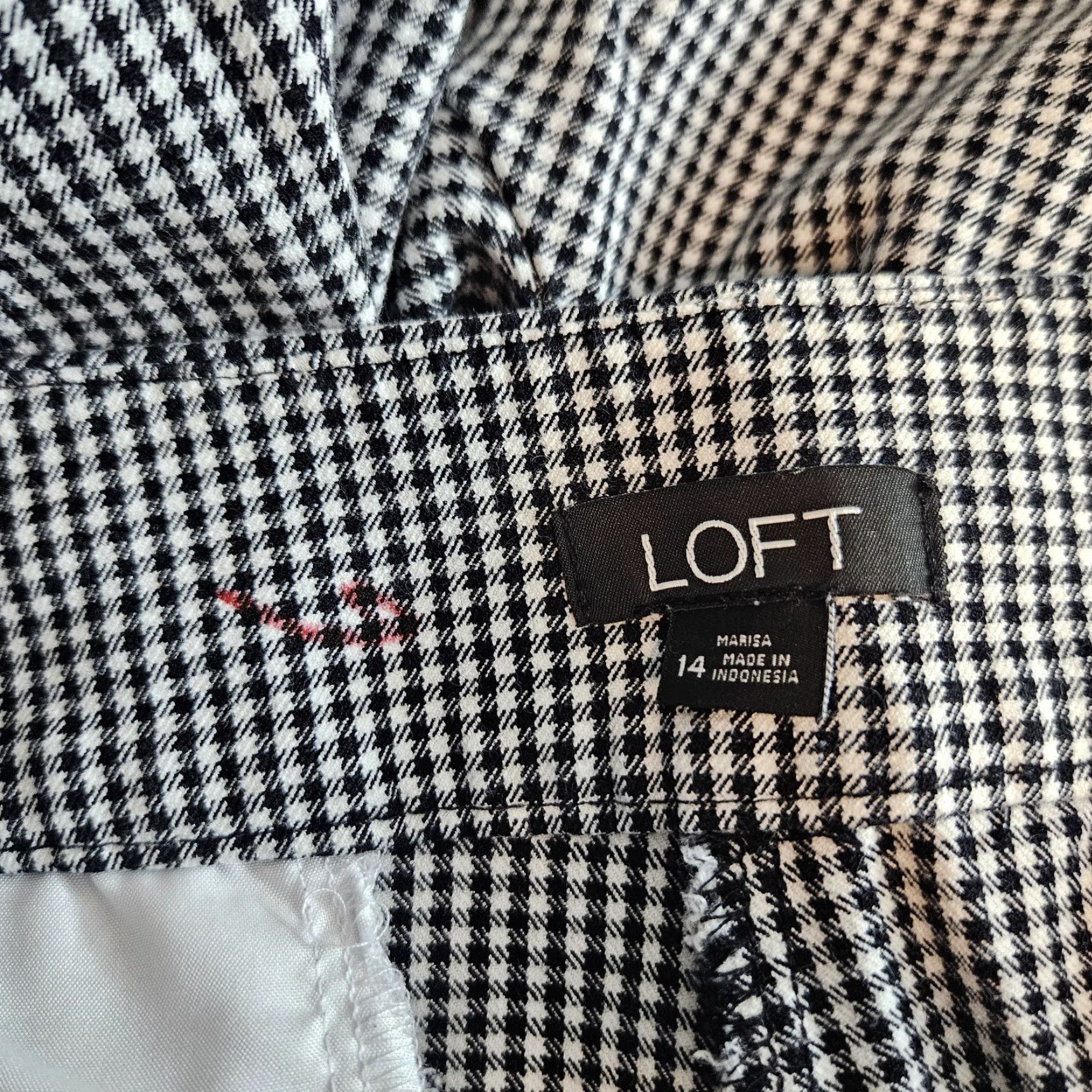 Loft Ann Taylor LOFT Womens Ankle Pants Sz 14 Black White Gingham High Rise Size 36" / US 14 / IT 50 - 7 Thumbnail
