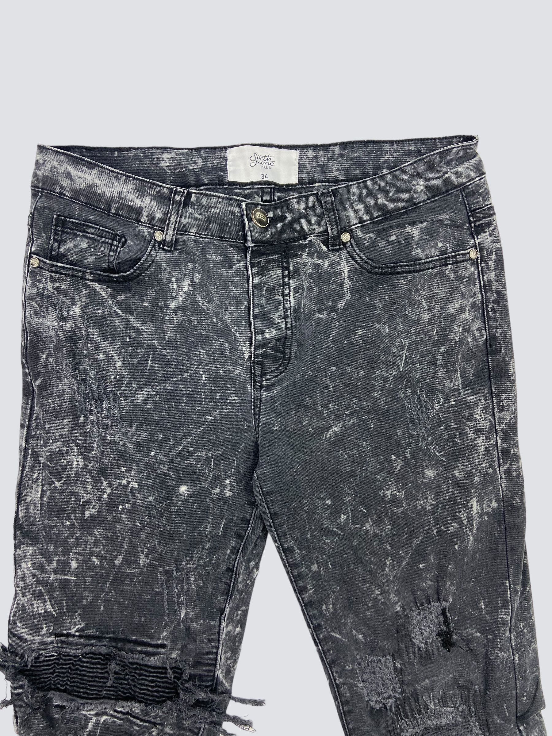 Japanese Brand STONE WASHED DISTRESSED FADED DENIM REPPAIRED PANTS - № 3009 Size US 32 / EU 48 - 3 Thumbnail