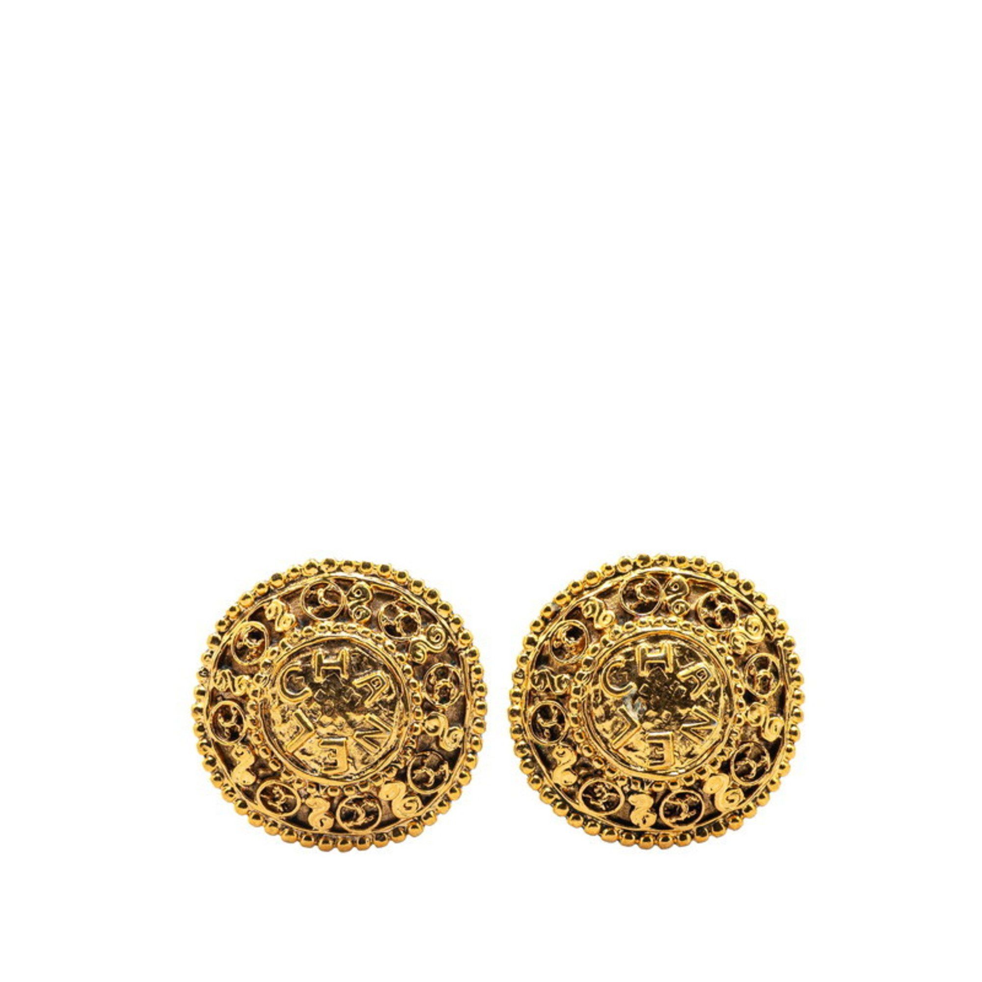 Chanel CHANEL Coco Mark Logo Round Earrings, Gold Plated, Women's Size ONE SIZE - 1 Thumbnail