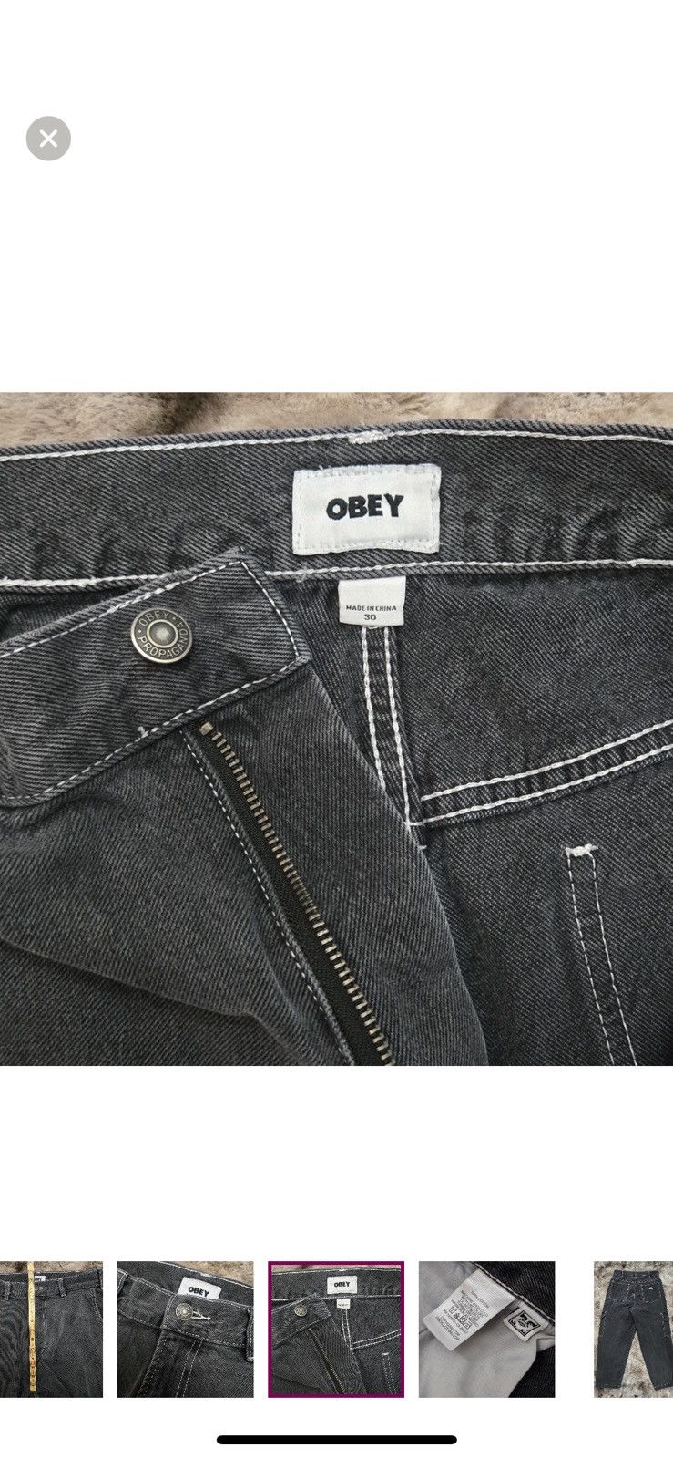 Obey Y2K OBEY Charcoal Black Wash Cargo Straight Wide Pants 30x30 Size US 30 / EU 46 - 10 Thumbnail