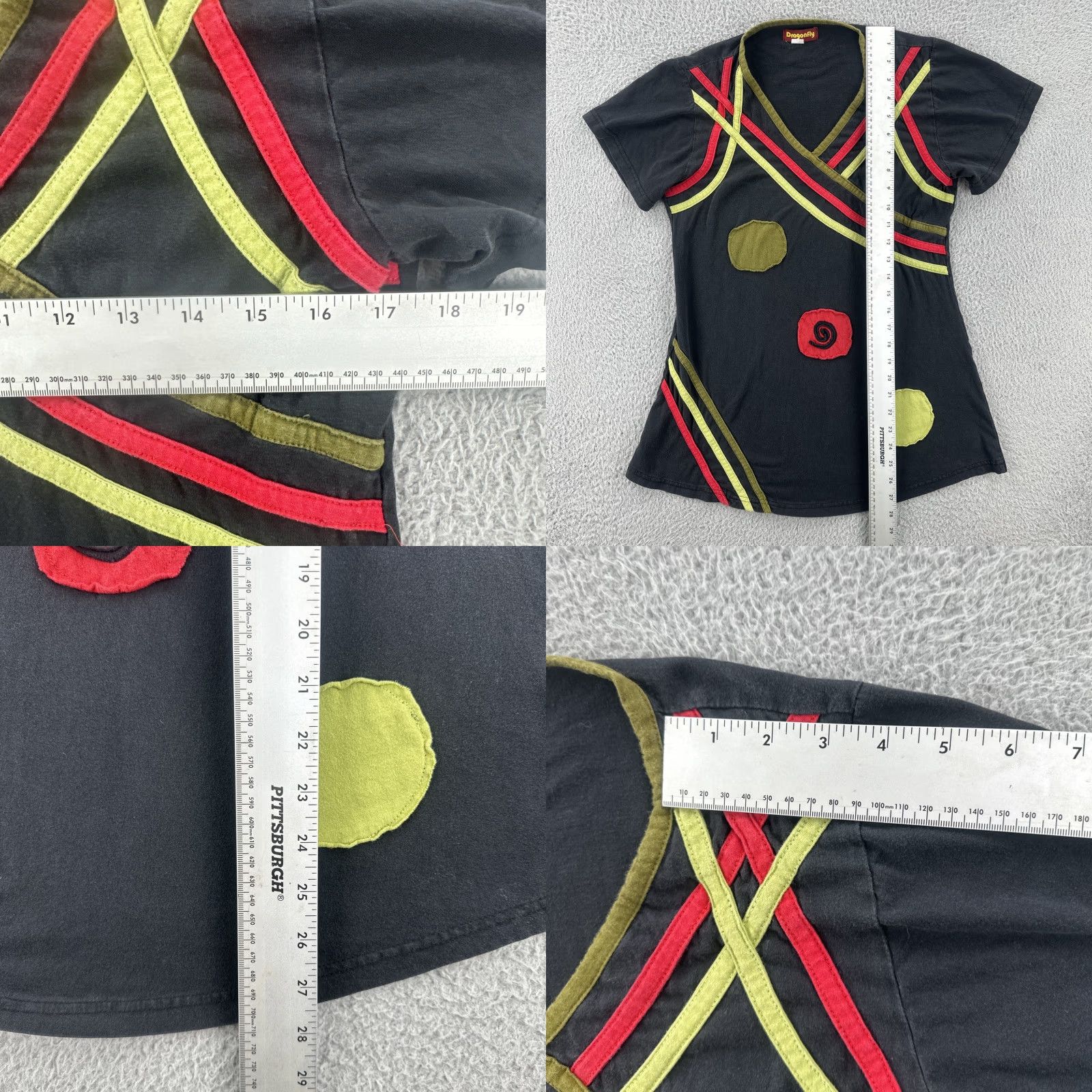 Vintage VINTAGE Dragonfly Women’s T-Shirt Black Embroidered Short Sleeve L Size L / US 10 / IT 46 - 8 Thumbnail