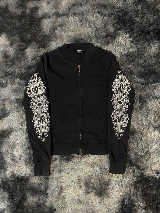 Chrome Hearts RARE Chrome Hearts Track Jacket Floral Cross Black Zip Up ...