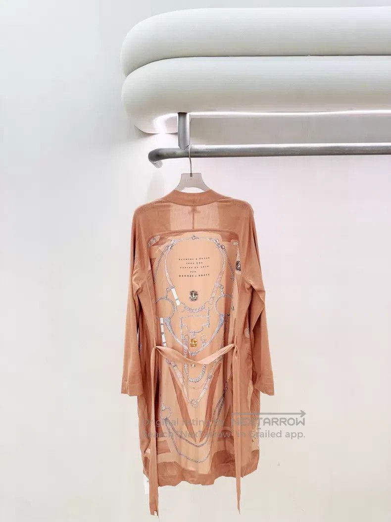 Hermes Hermes Pink Brown Silk Long Open Cardigan Size XXS / US 00 / IT 34 - 2 Thumbnail