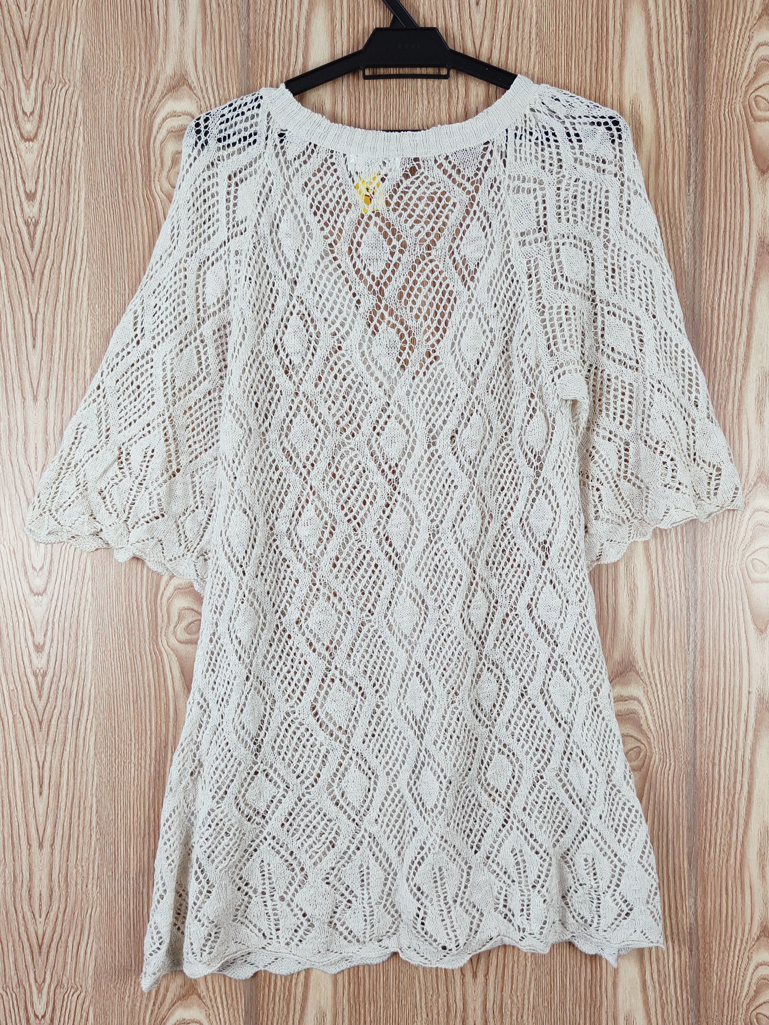 Vintage Mallorca Finistere Crochet MeshNet Knitwear Cardigan #W772 Size L / US 10 / IT 46 - 7 Thumbnail