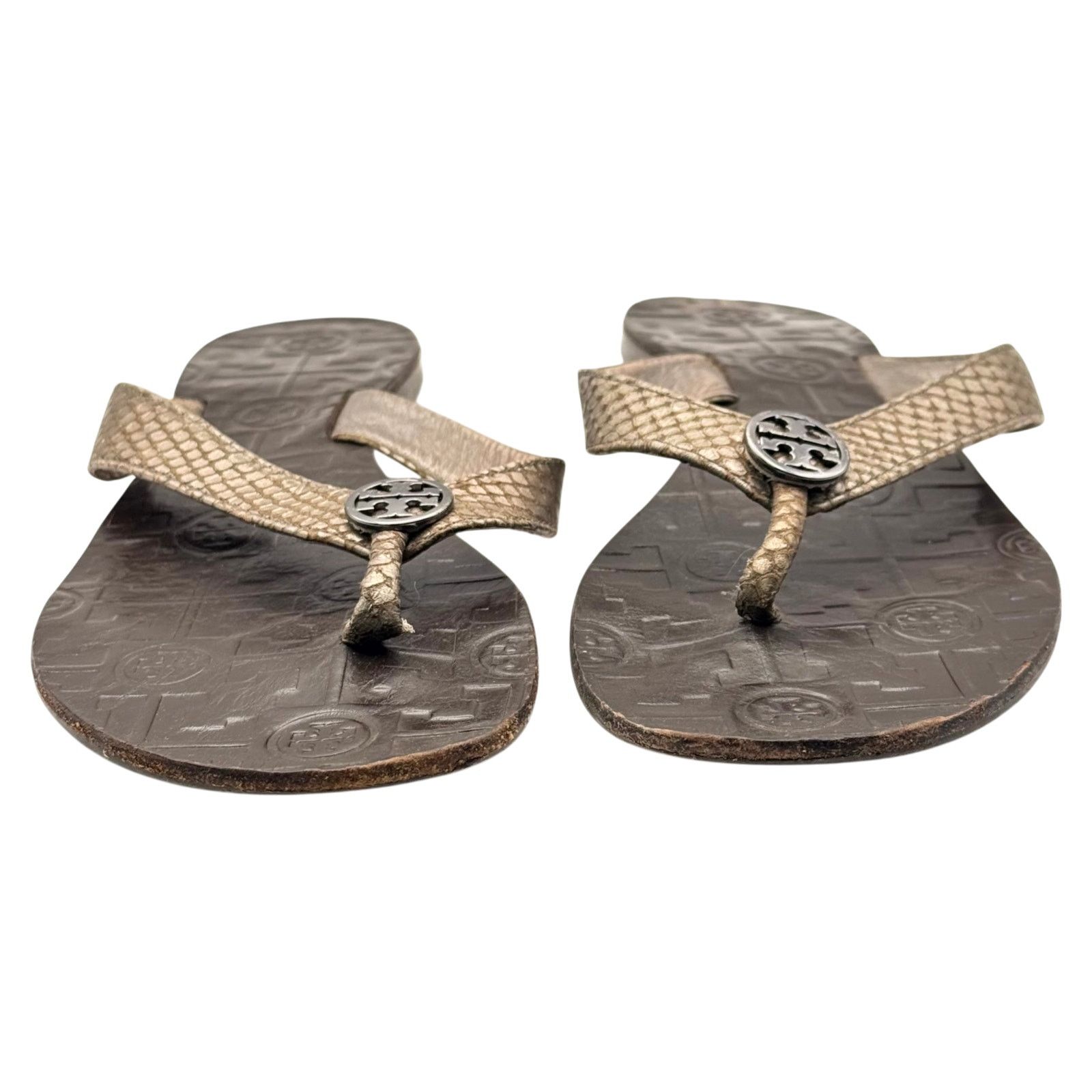 Tory Burch Tory Burch Thora Sandal Flip Flop Thong Snake Quiet Luxury Size US 8 / IT 38 - 2 Thumbnail