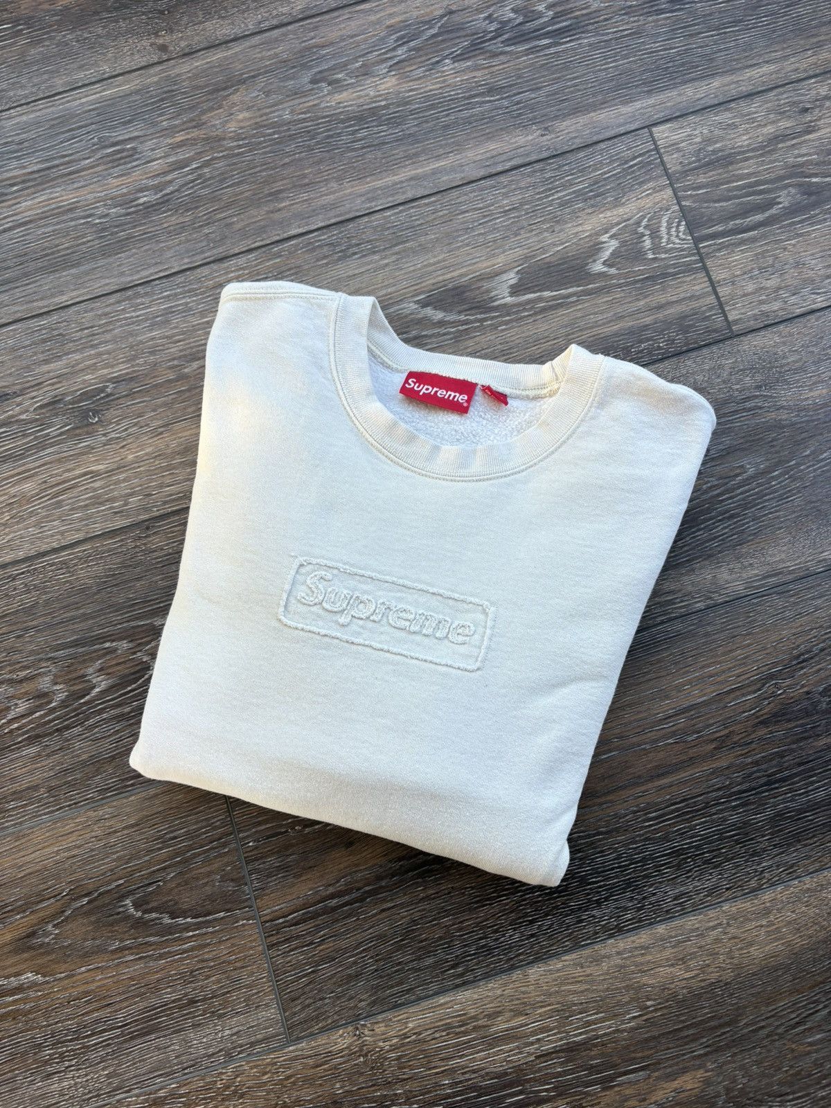 Supreme Supreme Cutout Logo Crewneck SS20 Natural | Grailed