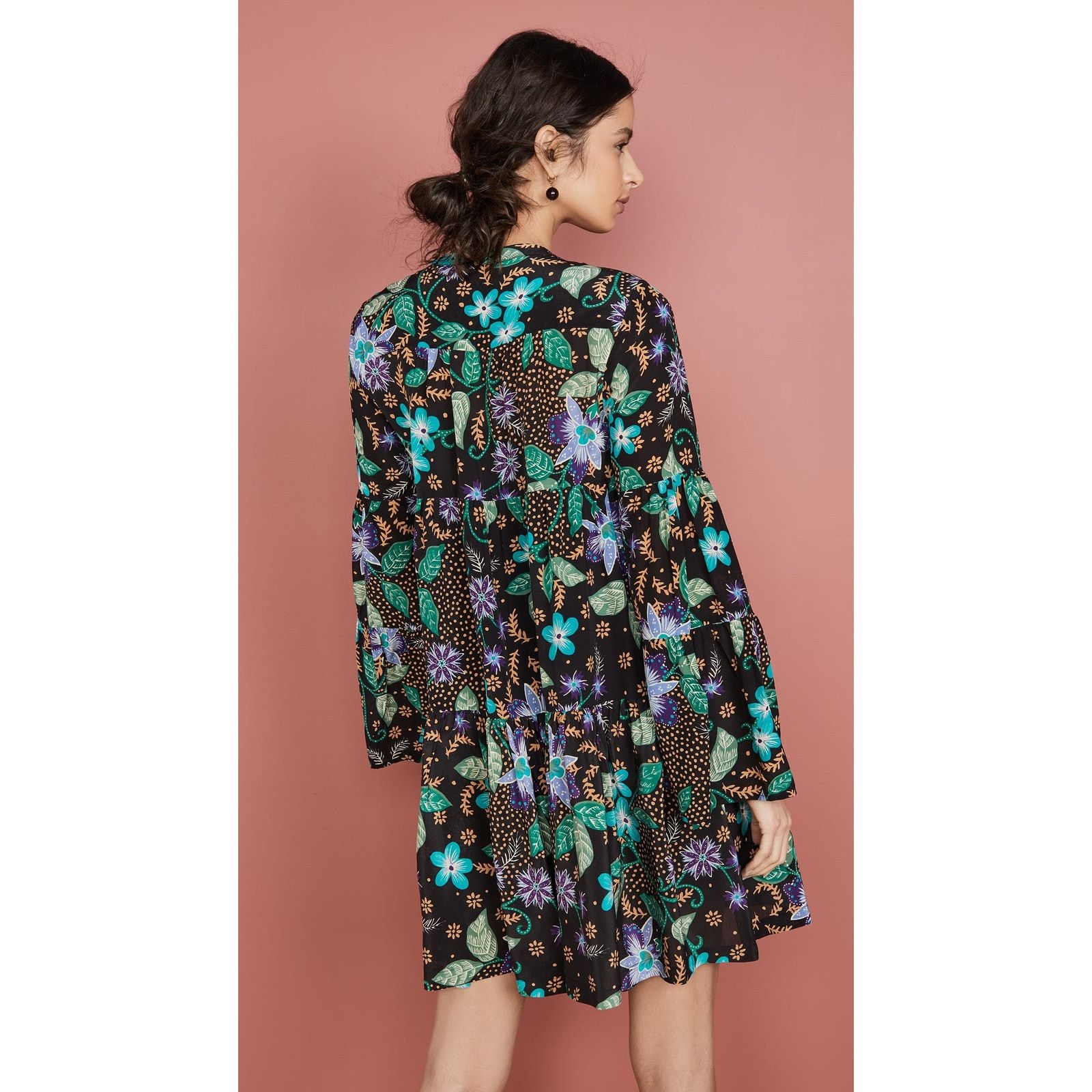 Other New Warm Silk Garden Tiered Floral Boho Mini Dress $450 Size S / US 4 / IT 40 - 4 Thumbnail