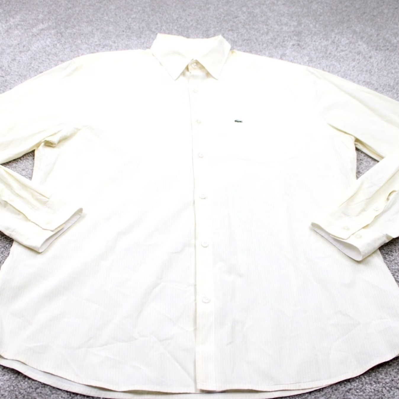Lacoste Lacoste Button-Up Shirt Mens 42 Yellow Cotton Long Sleeve Collared L/S Poplin Plaid Classic Preppy Sportswear Size US XL / EU 56 / 4 - 3 Thumbnail