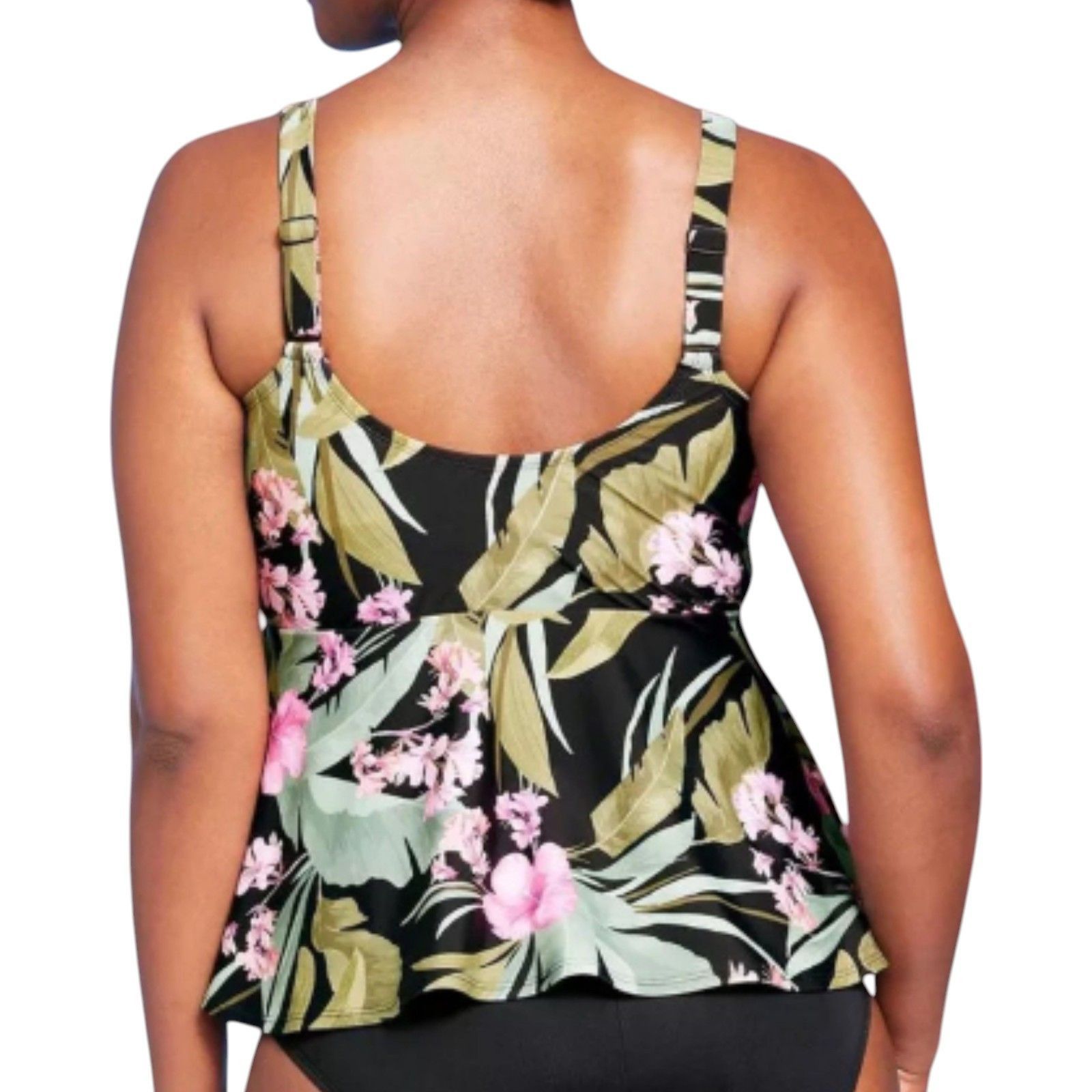 Other Kona Sol - Women's V-Neck Underwire Tankini Top - Green /Bla Size ONE SIZE - 2 Thumbnail