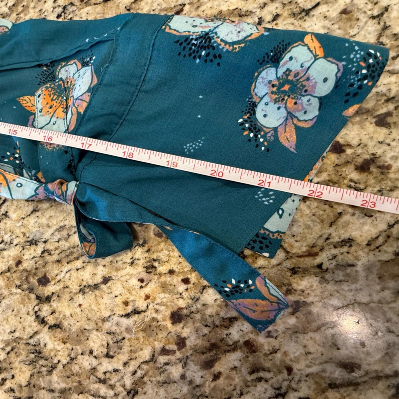 Other Free People teal floral boho top dolman long sleeve SZ XS Size XS / US 0-2 / IT 36-38 - 12 Thumbnail