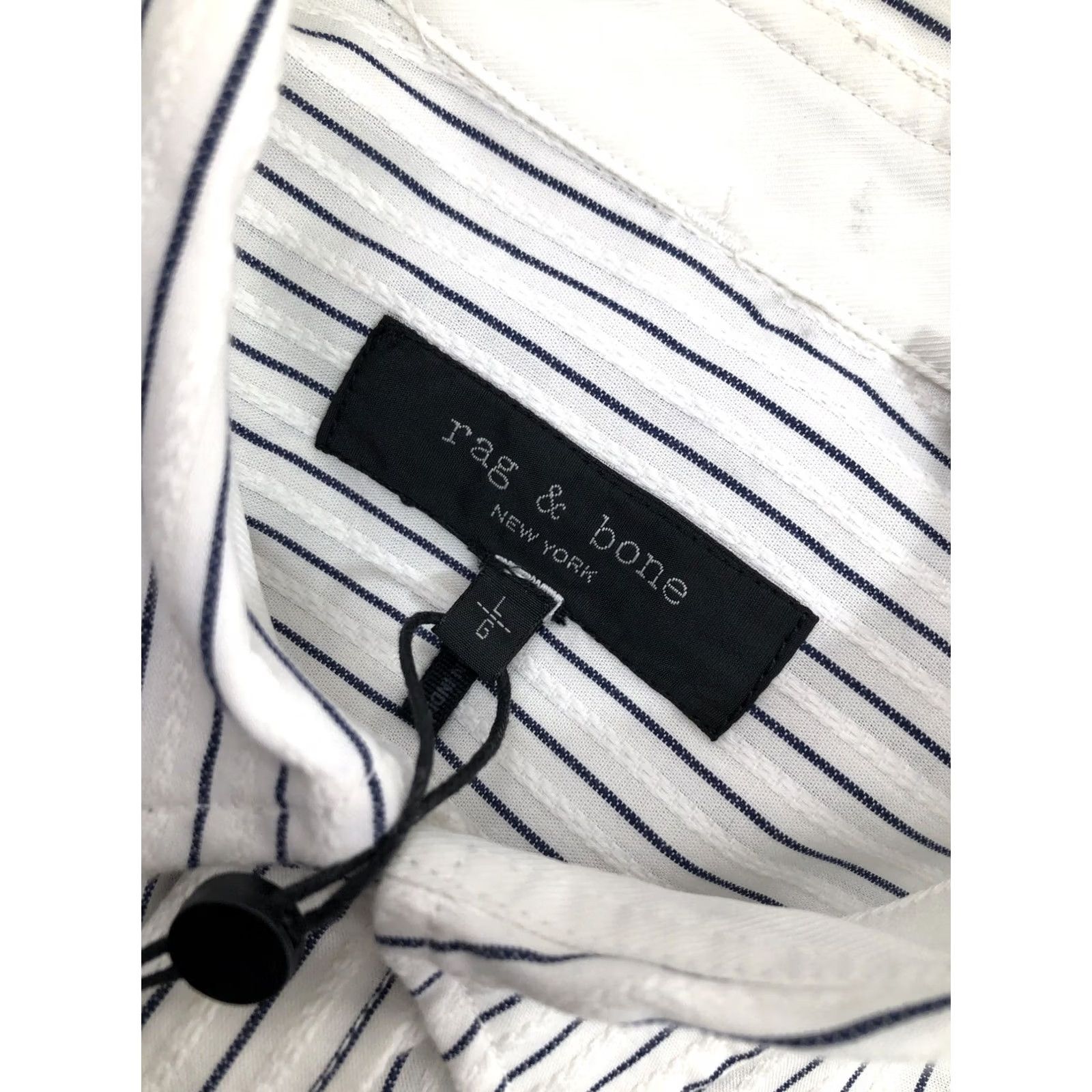Rag & Bone rag & bone Shirt Mens L Textured Stripe Button-Up Long Sleeve White / Blue 90s B01 Size US L / EU 52-54 / 3 - 6 Thumbnail