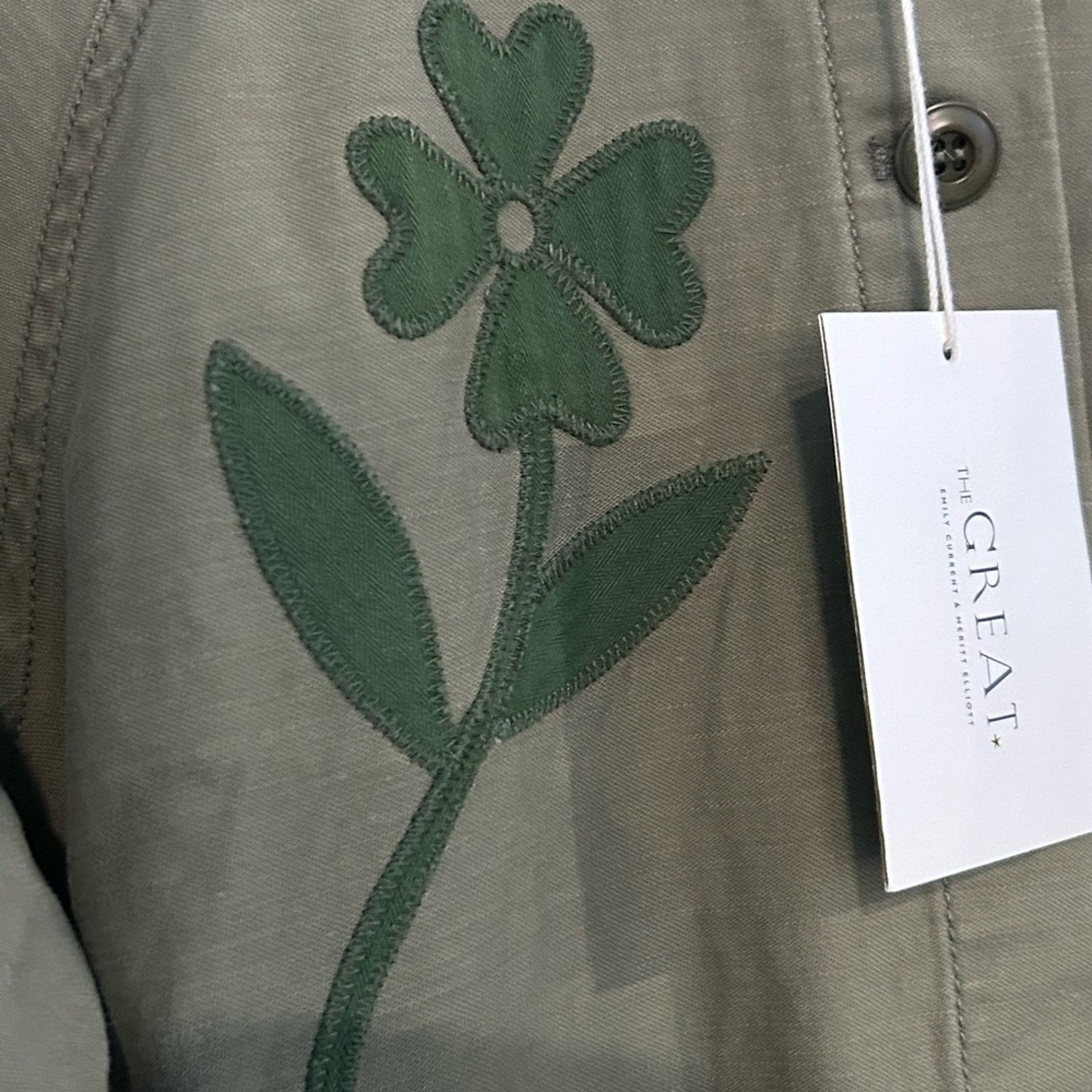 THE GREAT The Great Floral Applique Jacket Commodore Green NWT Large Size L / US 10 / IT 46 - 10 Thumbnail