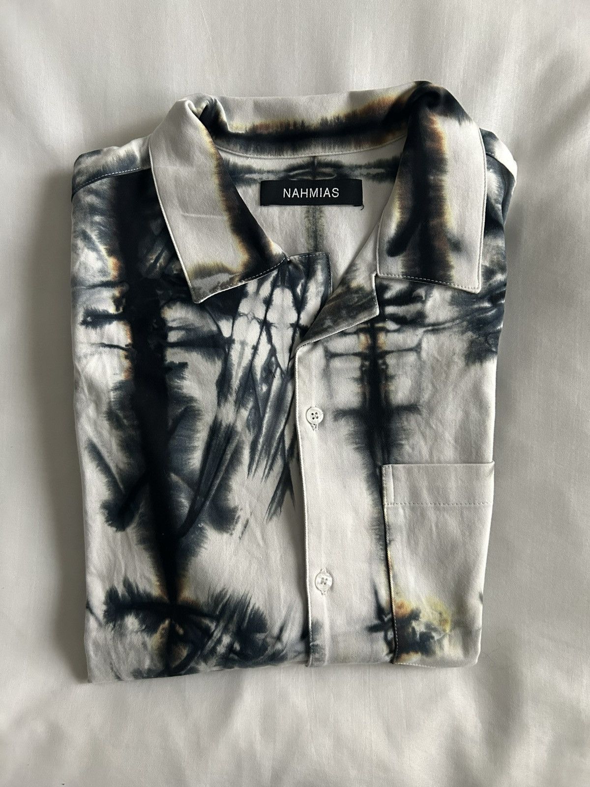 Nahmias Nahmias White Tie Dye Print Shirt All Over AOP Short Sleeve Size US M / EU 48-50 / 2 - 1 Thumbnail