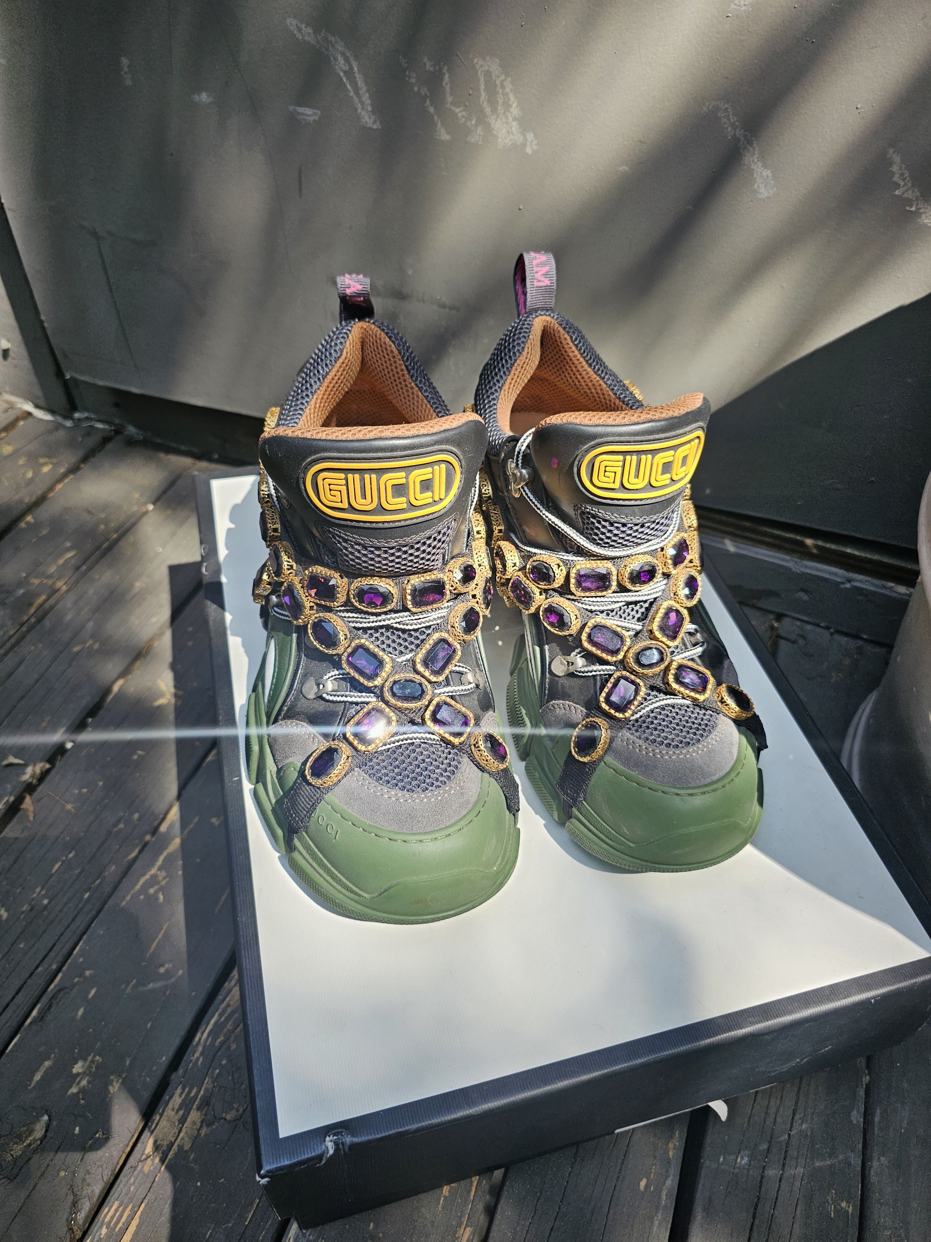 Gucci Gucci Flashtrek SEGA green with Swarovski crystals Size US 9.5 / EU 42-43 - 5 Thumbnail