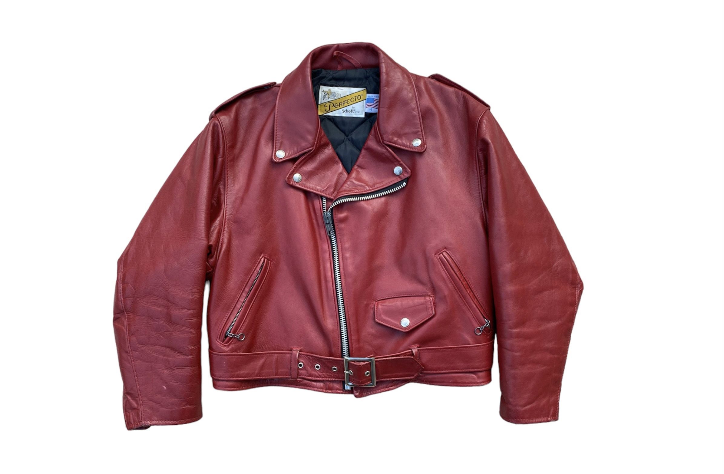 image of Leather Jacket x Schott Original Red Schott Perfecto 608W Vintage Biker Jacket in Burgandy, Women's