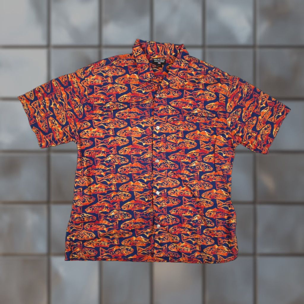 Ralph Lauren VINTAGE Ralph Lauren Polo Jeans Co Shirt Mens L Blue Orange Fish Cotton Size US L / EU 52-54 / 3 - 1 Thumbnail