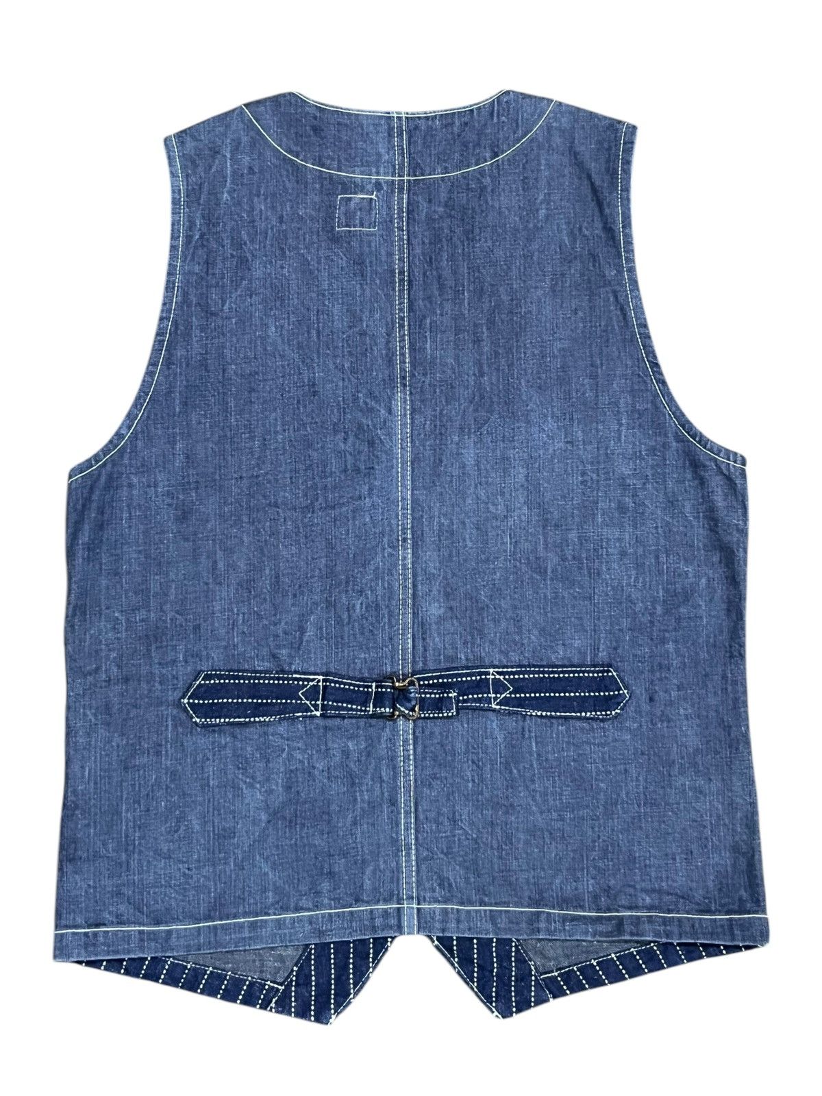 Sugar Cane TENRYO Casual Indigo Wabash Stripe Work Vest Waistcoat Denim Size US M / EU 48-50 / 2 - 3 Thumbnail