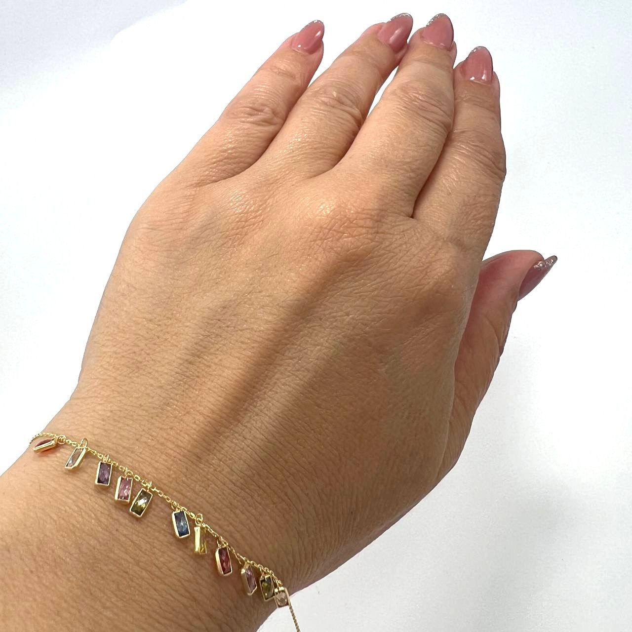 Other Elegant 14K gold bracelet adorned with vibrant multicolored Size ONE SIZE - 5 Thumbnail