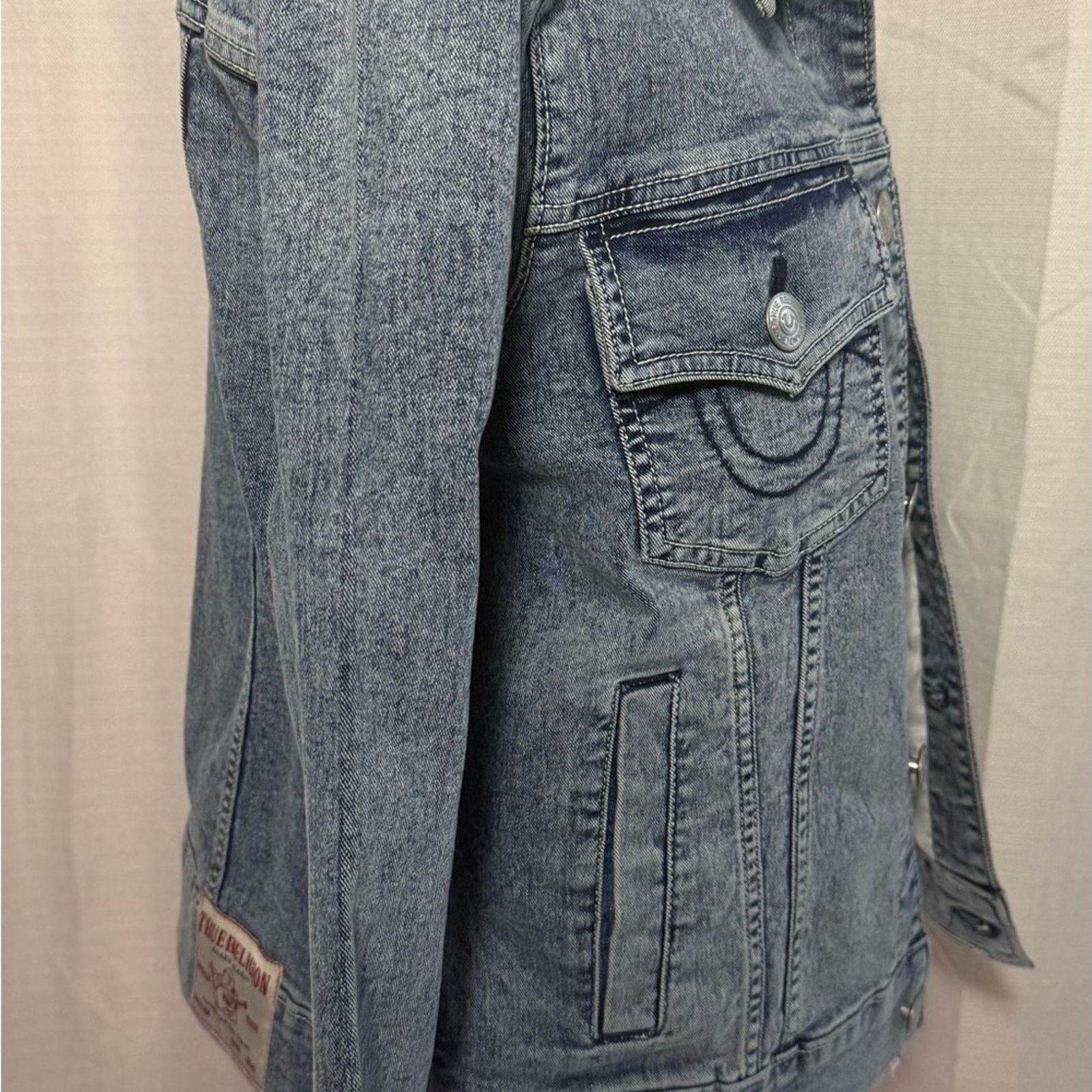 True Religion True Religion Light Blue Jean Jacket Size XL / US 12-14 / IT 48-50 - 4 Thumbnail