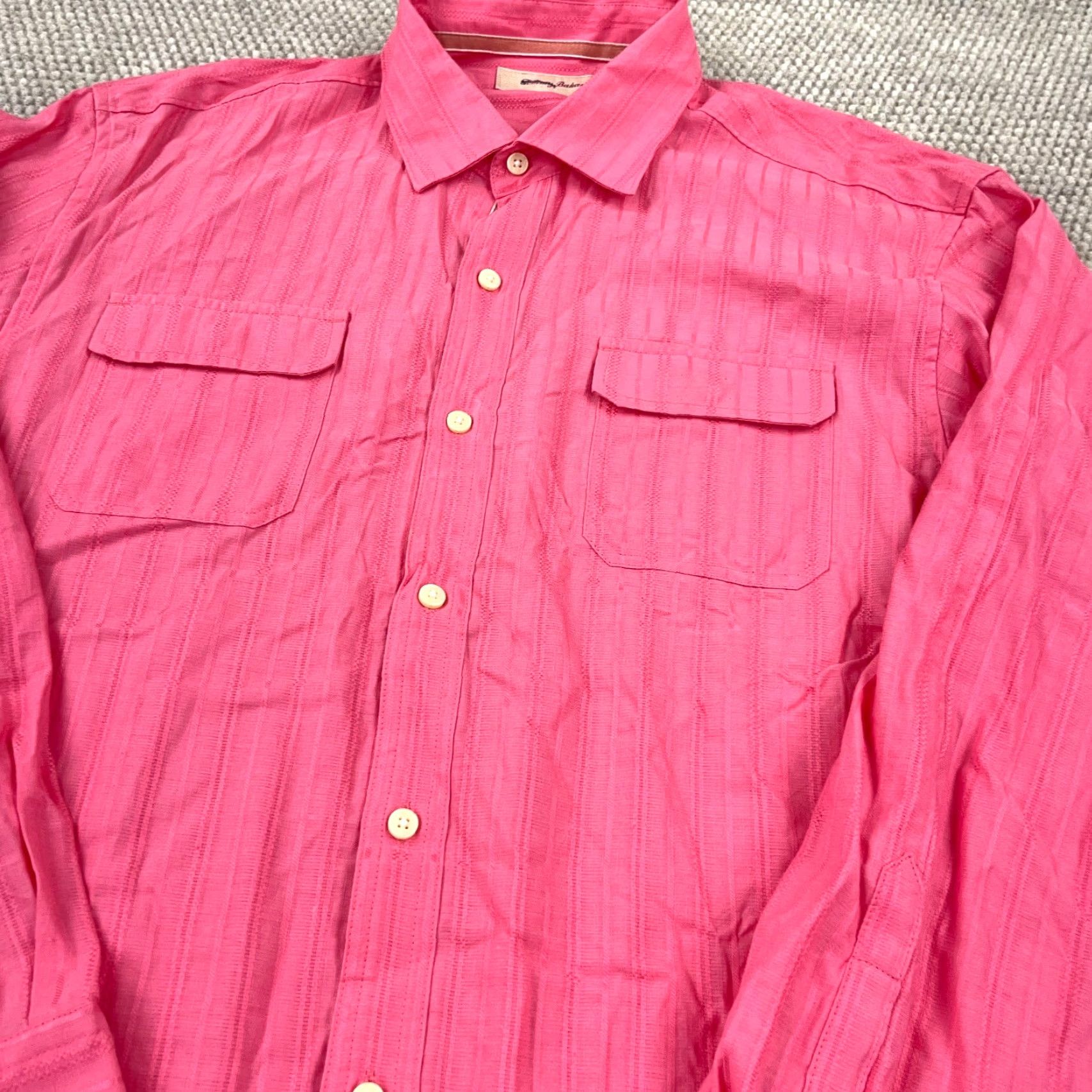 Tommy Bahama Tommy Bahama Shirt Men Large Pink Linen Button Up Relax Hawaiian Beach Camp Size US L / EU 52-54 / 3 - 4 Thumbnail