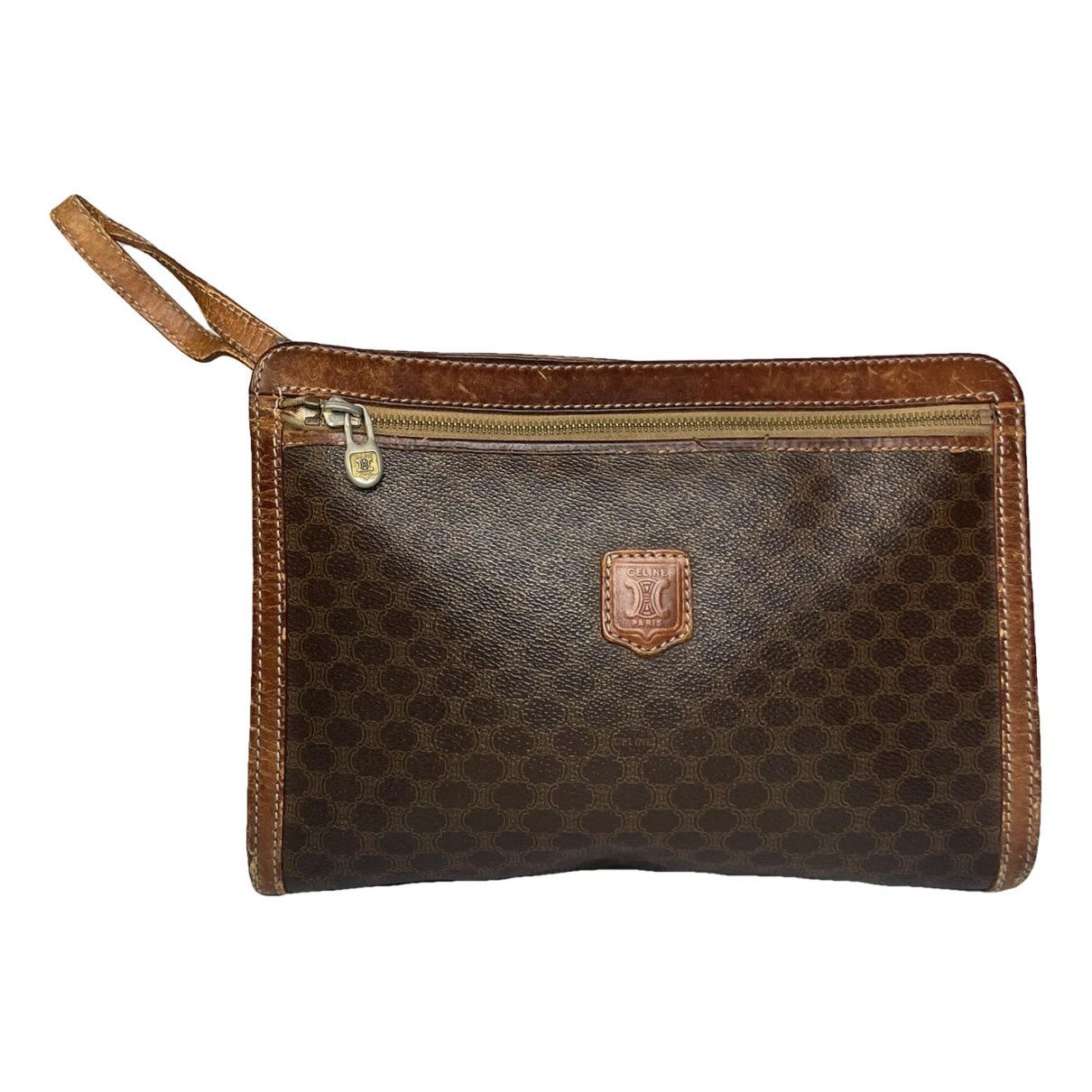 Celine Triomphe Vintage Brown Leather Clutch Bag Size ONE SIZE - 1 Thumbnail