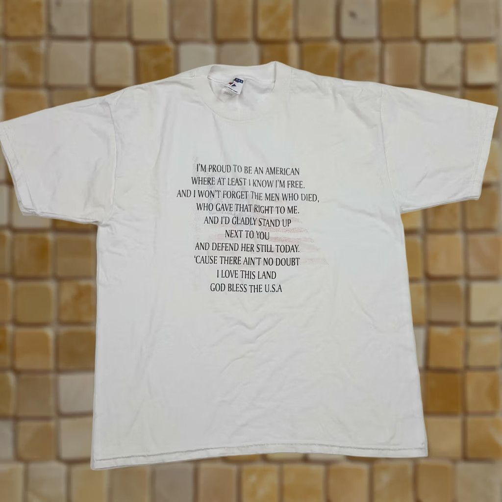 Jerzees VINTAGE God Bless The USA Men's L Rock Band Music Lee Greenwood Retro T Shirt Size US L / EU 52-54 / 3 - 1 Thumbnail