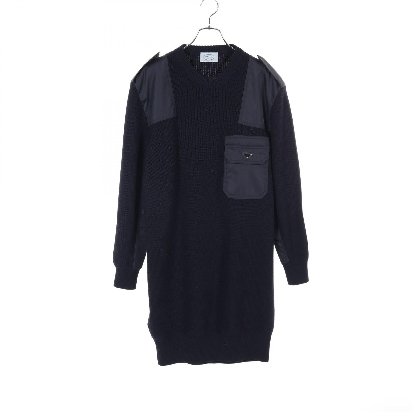 Prada Prada Prada RE-NYLON Wool Nylon Dress Leather Dresses 23890 S222 11EN Size ONE SIZE - 1 Thumbnail