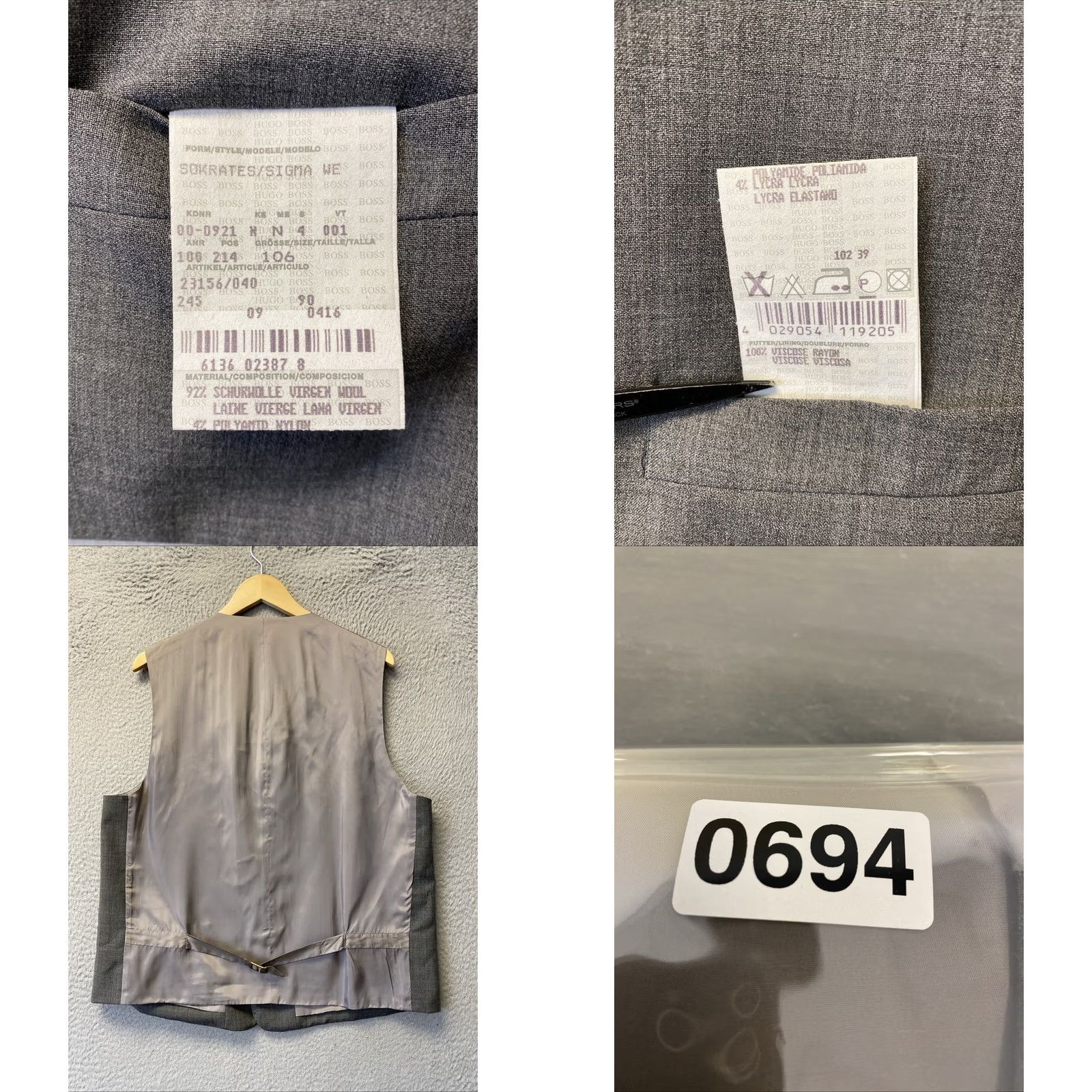 Hugo Boss HUGO BOSS Men's Wool Vest Waistcoat XL Gray Wool Waistcoat Mens 0694 Size US XL / EU 56 / 4 - 8 Thumbnail