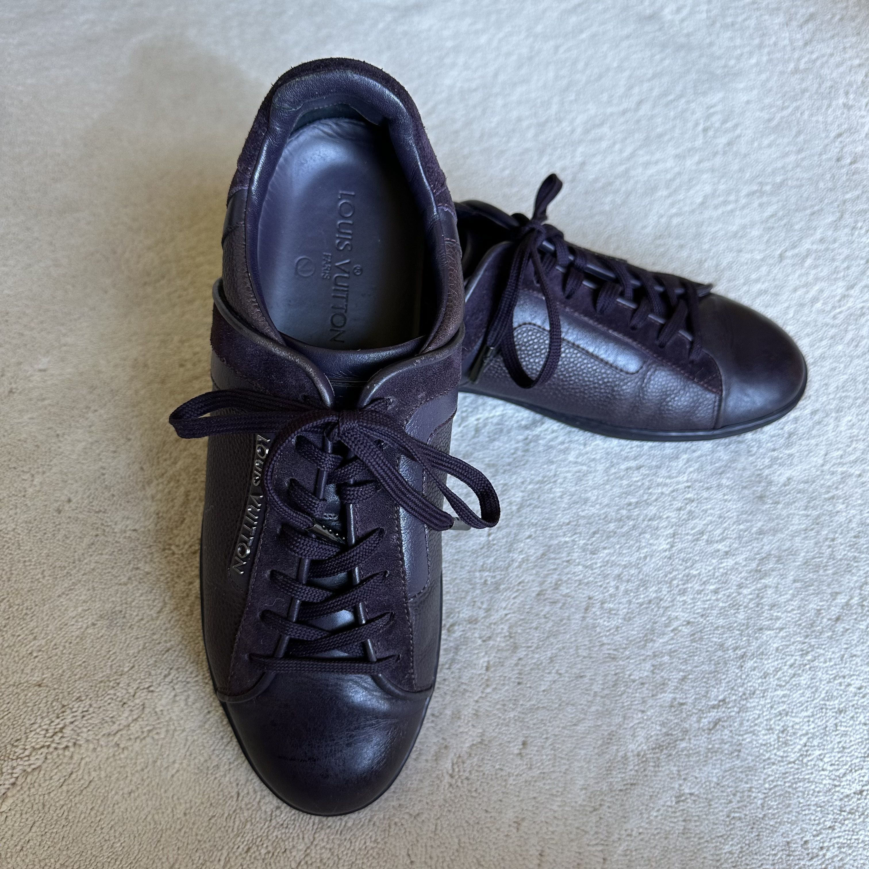 Louis Vuitton LOUIS VUITTON Dk Brown LEATHER Low-Top SNEAKERS Size 7.5 LV Size US 8.5 / EU 41-42 - 3 Thumbnail