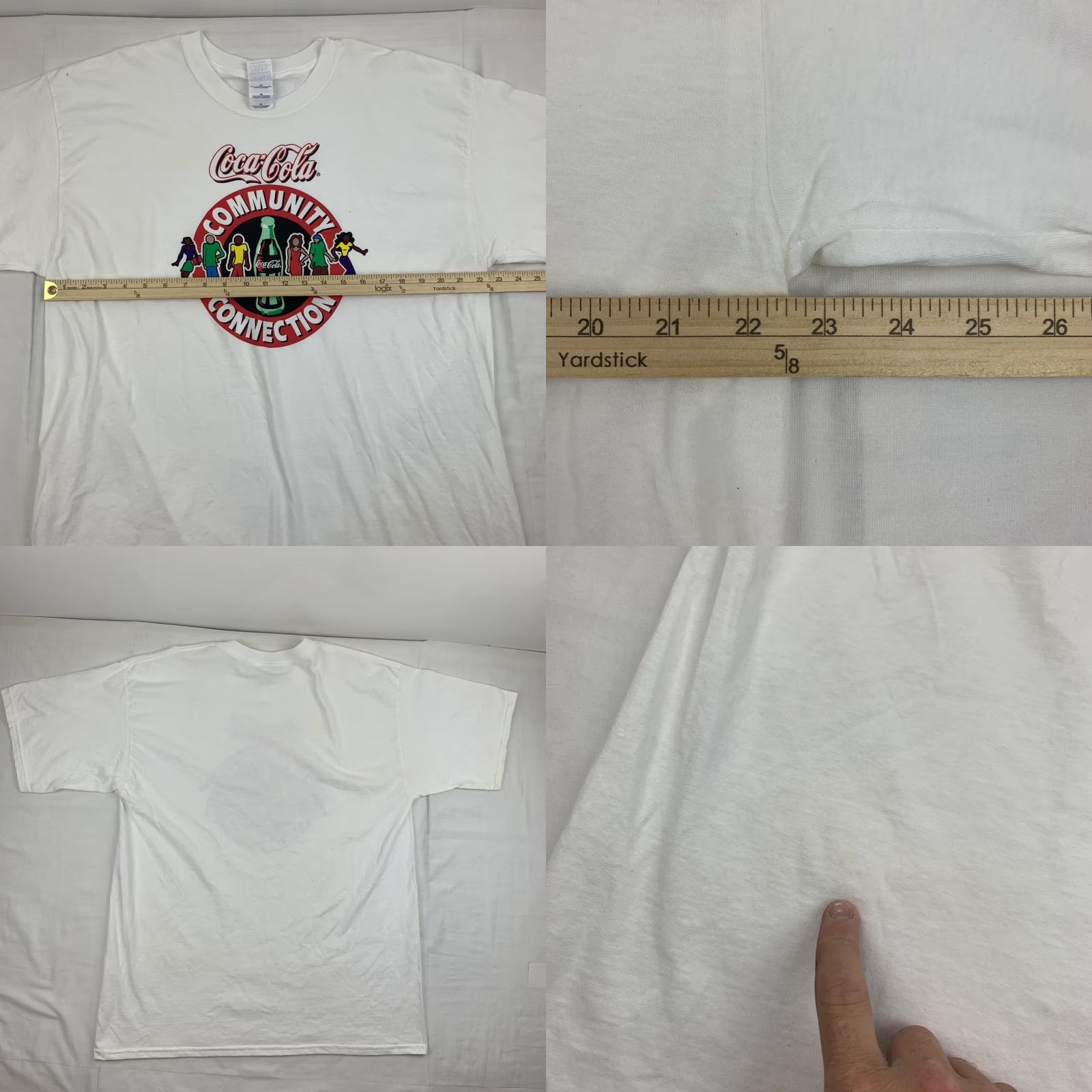 Gildan VINTAGE Coca Cola Community Connection T Shirt Adult XL White 90s Y2K Mens Shirt Size US XL / EU 56 / 4 - 8 Thumbnail