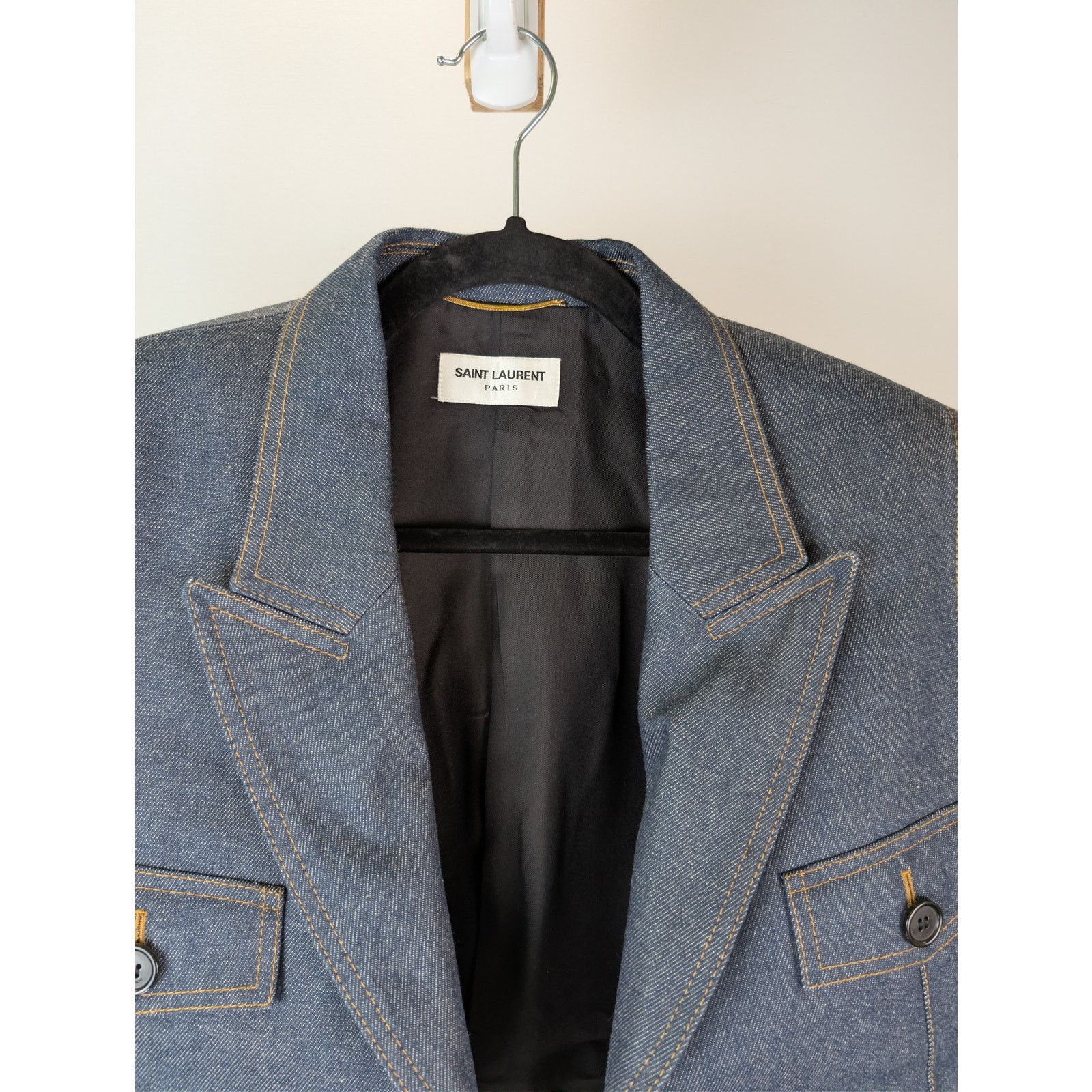 Saint Laurent Paris o1rshd1 Veste Jean Tailleur tailored denim jacket Deep Blue Size M / US 6-8 / IT 42-44 - 6 Thumbnail