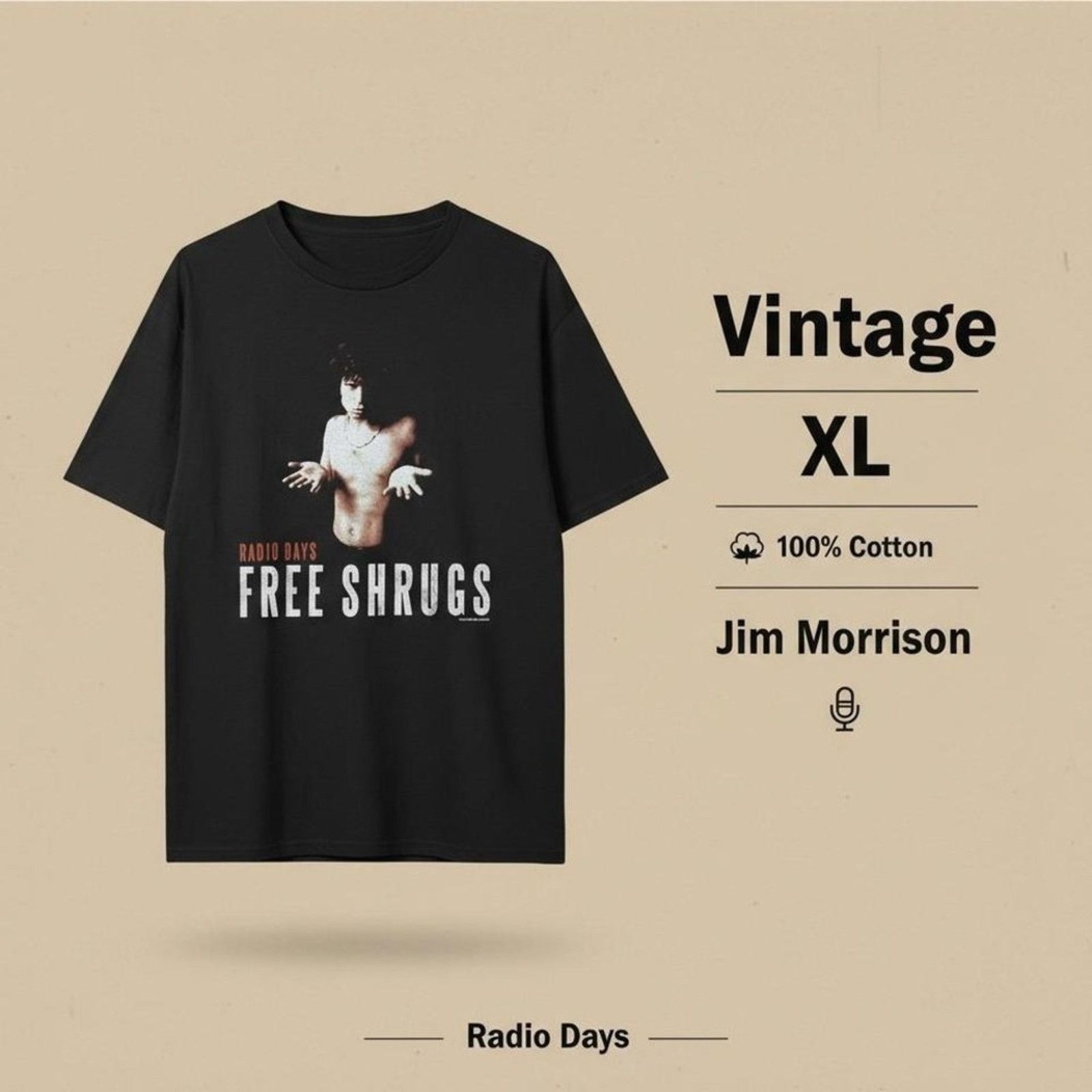 Other Jim Morrison The Doors Graphic Tee Radio Days XL NWOT Size US XL / EU 56 / 4 - 5 Thumbnail